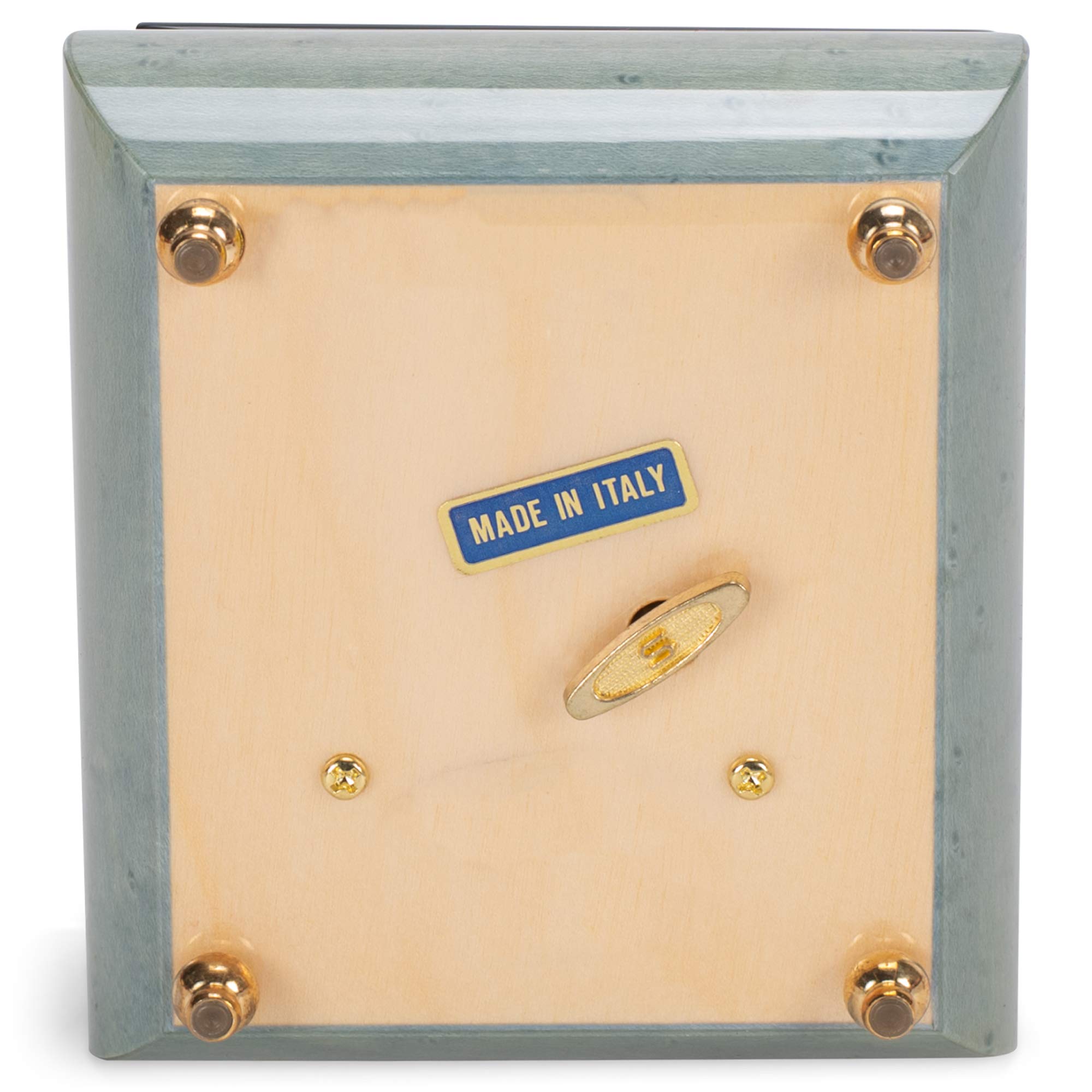 Handcrafted Haelo Glossy Tulips Blue Italian Inlaid Wood Jewelry Music Box - Plays 'As Time Goes By' - Perfect Gift for Anniversaries, Weddings & Home Decor