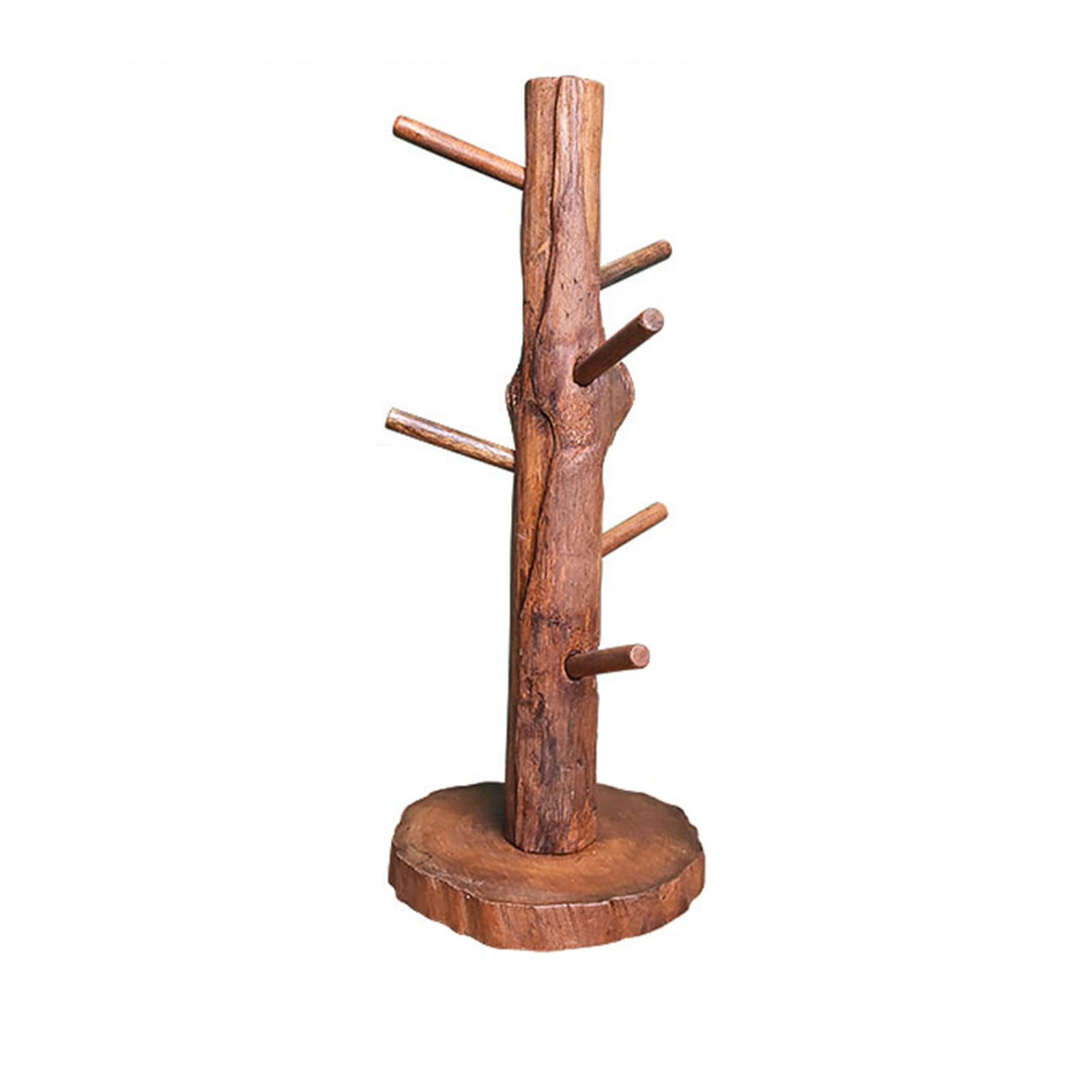 Wooden Cup Holder Tree - 6 Hook Organizer for Coffee & Tea Cups - Countertop Space Saving Kitchen Storage - Perfect for Home, Office, or Cafe Use