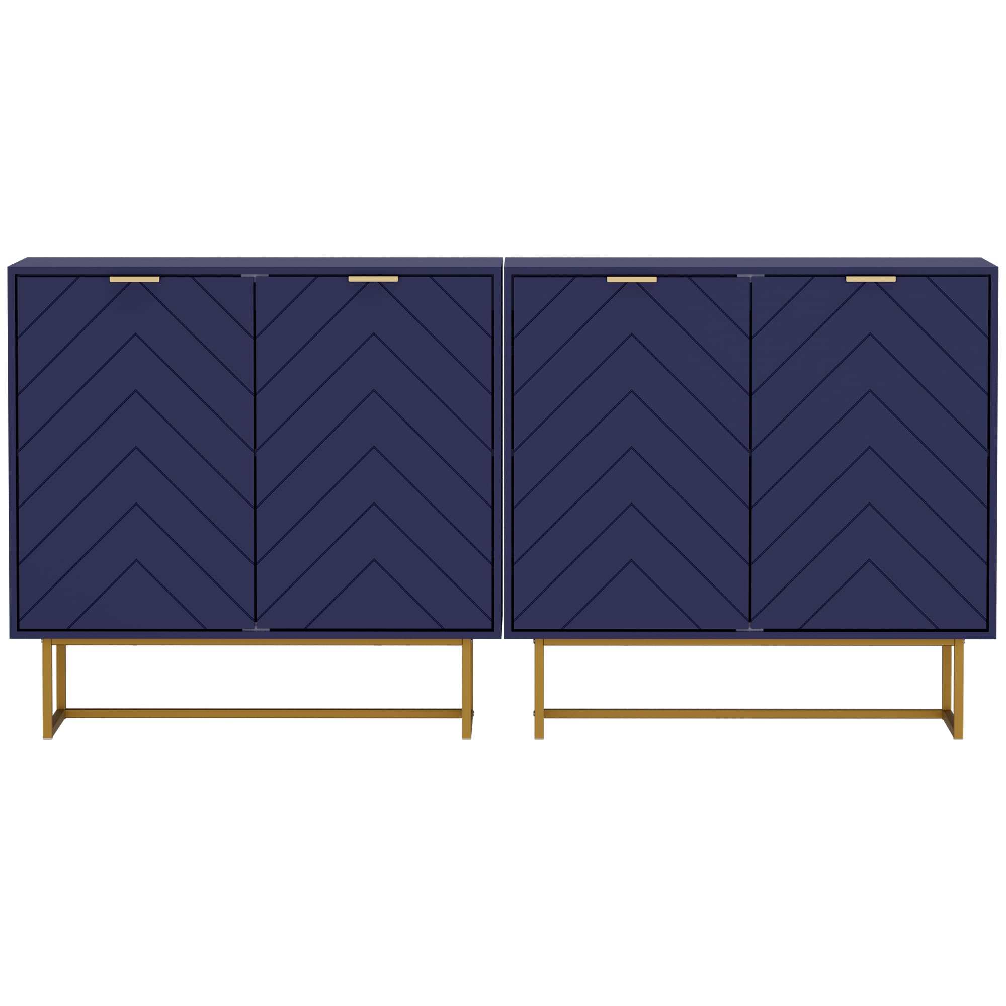 Scurrty Sideboard Cabinet Set of 2 - Navy Blue Buffet Storage Cabinet with Adjustable Shelves for Living Room & Kitchen | Modern Accent Furniture for Dining Room Storage, Home Organization & Entertaining