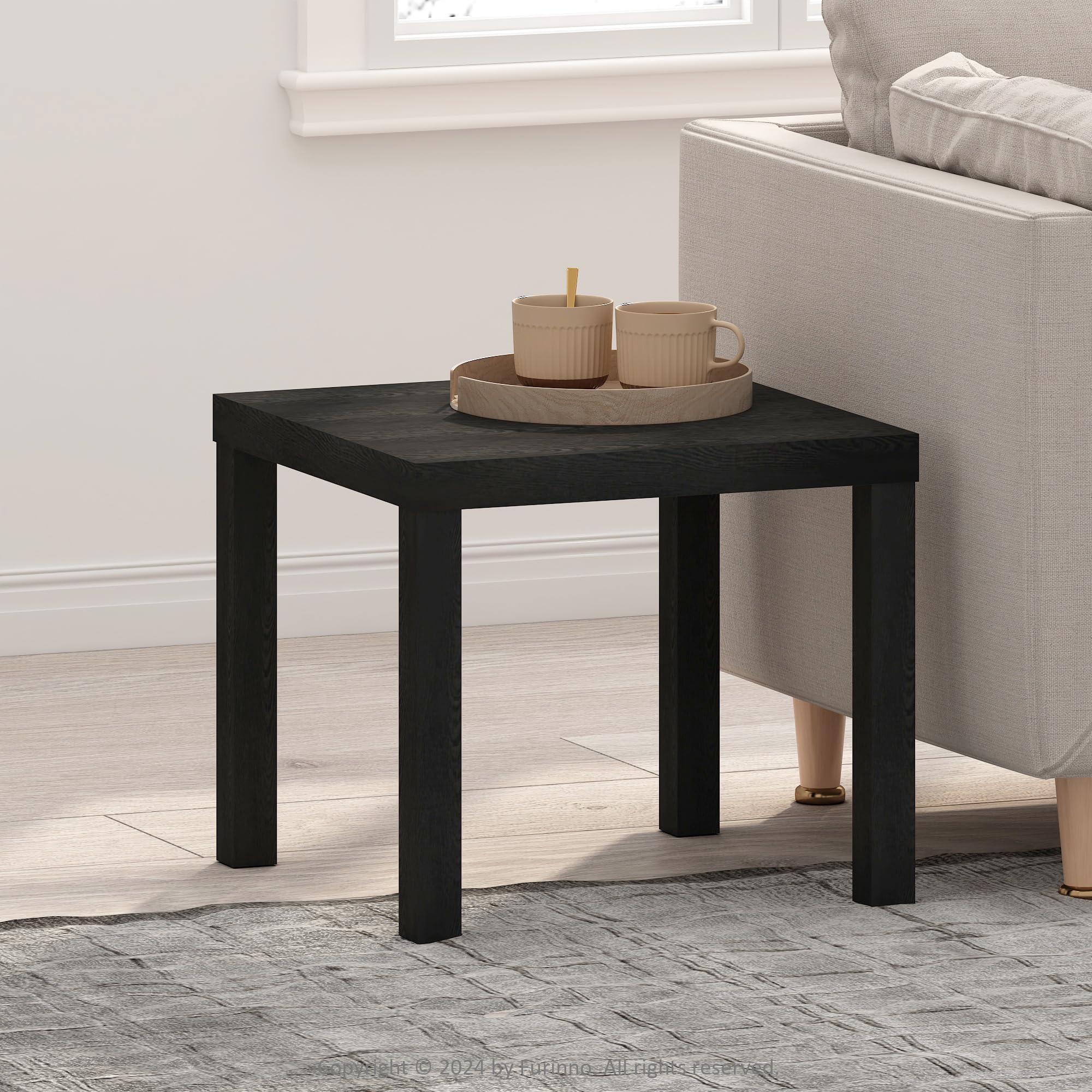 Furinno Simple Square Coffee Table - Black End Table for Living Room, Bedroom, or Office - Sturdy & Stylish Side Table for Home Decor