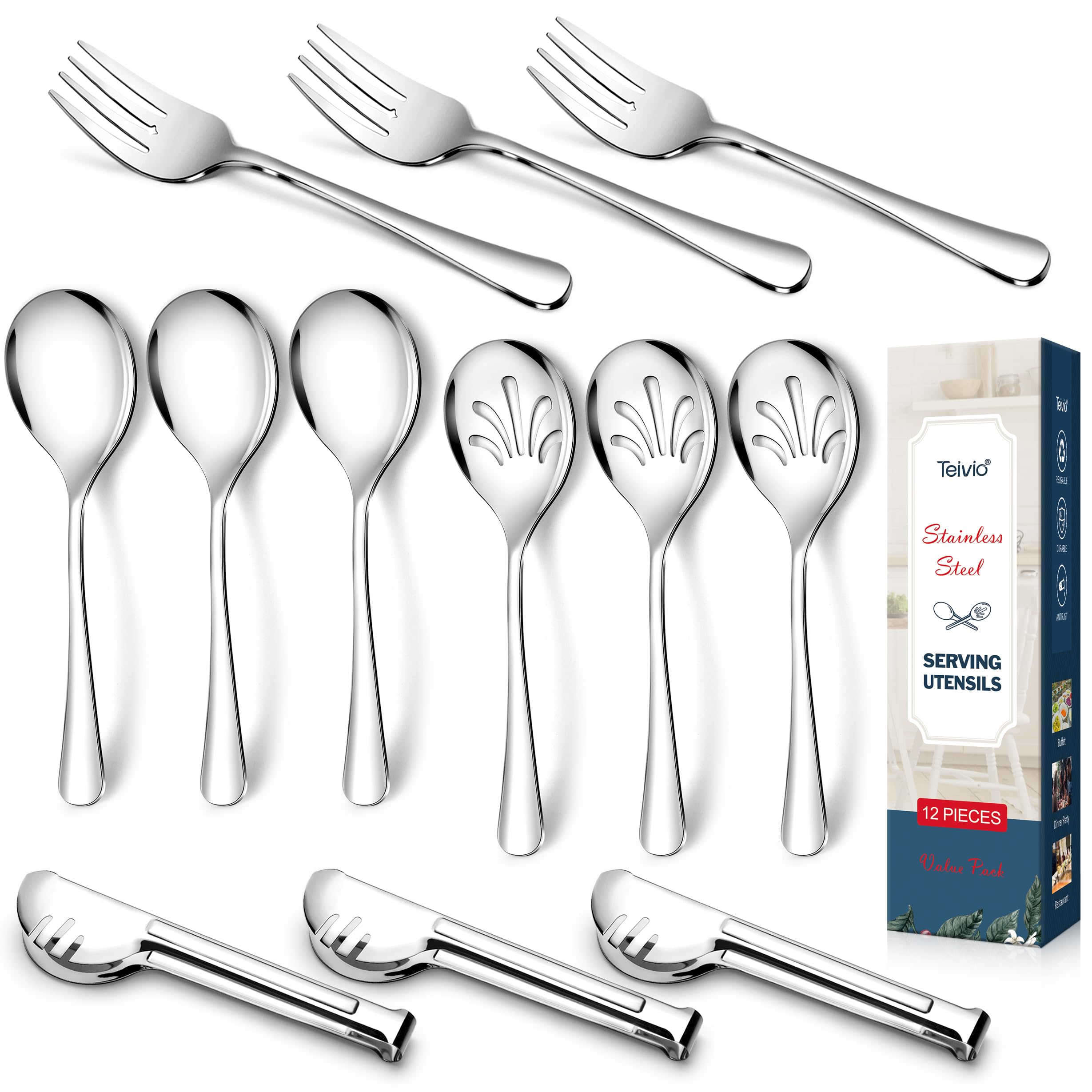 Premium 12-Piece Stainless Steel Serving Utensil Set - 10