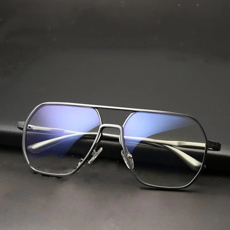 Brightzone Men's Full Rim Oval Double Bridge Aluminum Eyeglasses 78692 - Lightweight & Durable Frame for Work, Reading & Everyday Use