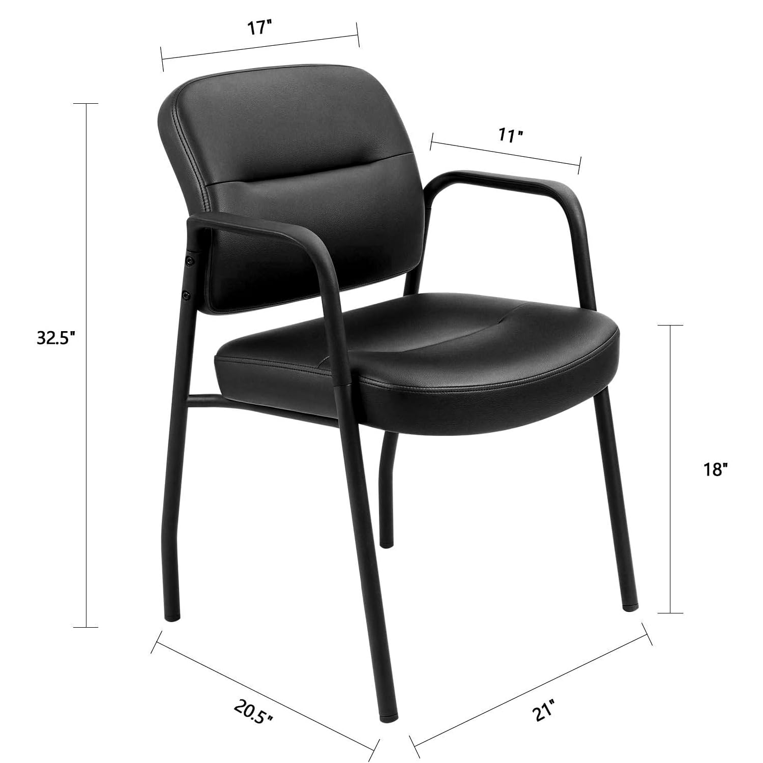 Devoko 2-Pack Premium Leather Reception Chairs - Ergonomic Office Waiting Room Chairs with Armrests & Lumbar Support - Executive Guest Chairs for Lobby, Clinic, Hotel, and Business Waiting Areas