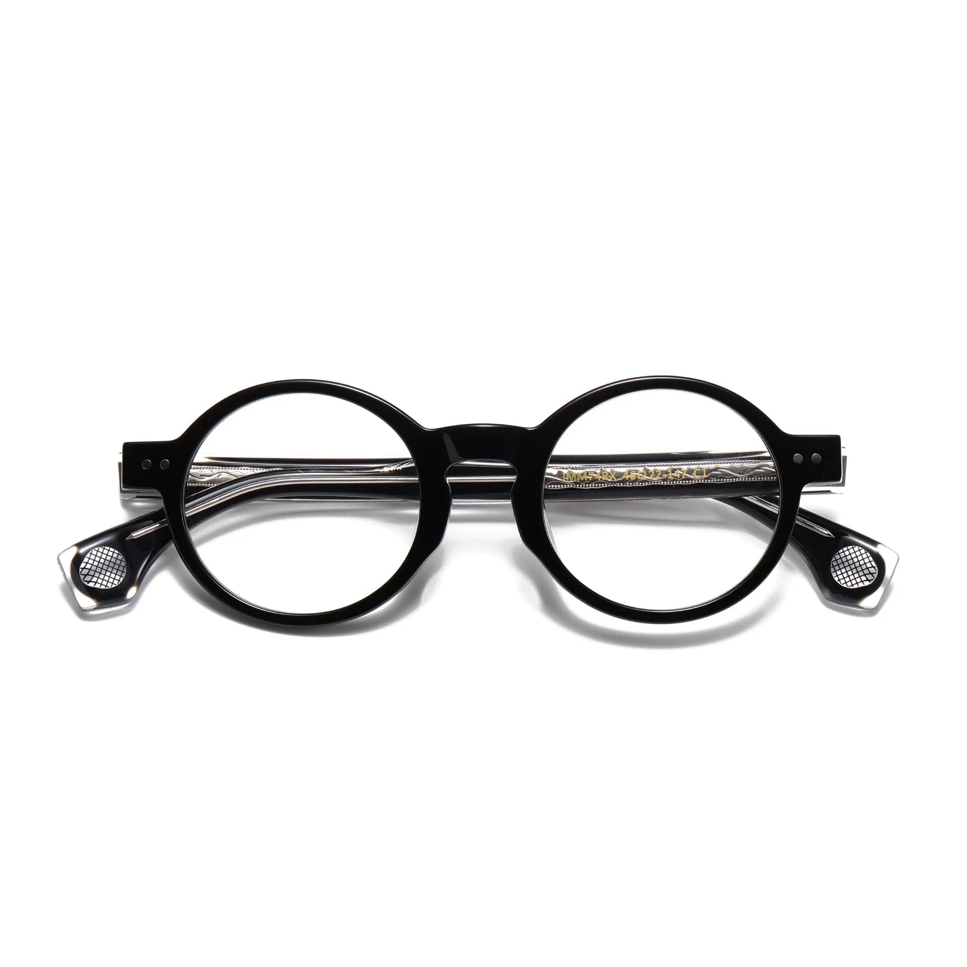 Stylish Unisex Acetate Full Rim Round Eyeglasses with Thick Temples 942741 - Perfect for Reading, Work, and Everyday Fashion Accessory
