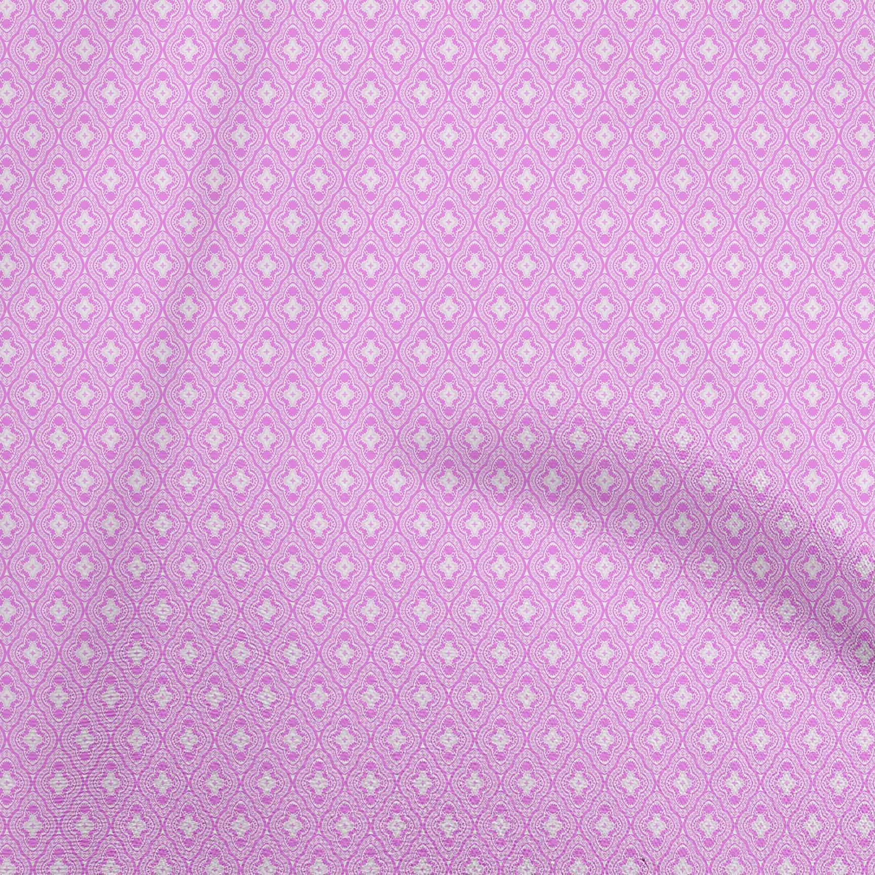 Velvet Fuschia Pink Asian Block Tile Print Fabric by The Yard - 58 Inch Wide Soft Dress Material for DIY Clothing, Home Decor & Craft Projects