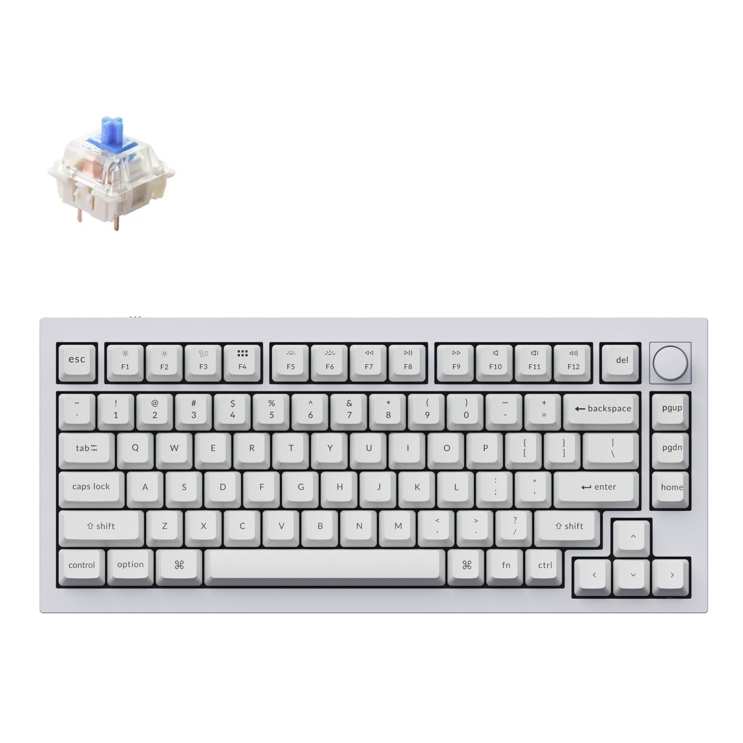 Keychron Q1 V2 RGB Wired 75% Custom Mechanical Keyboard - Hot-Swappable Gateron G Pro Blue Switches, QMK/VIA Programmable, Double Gasket Design for Mac/Windows/Linux (White) | Perfect for Gaming, Coding & Office Work