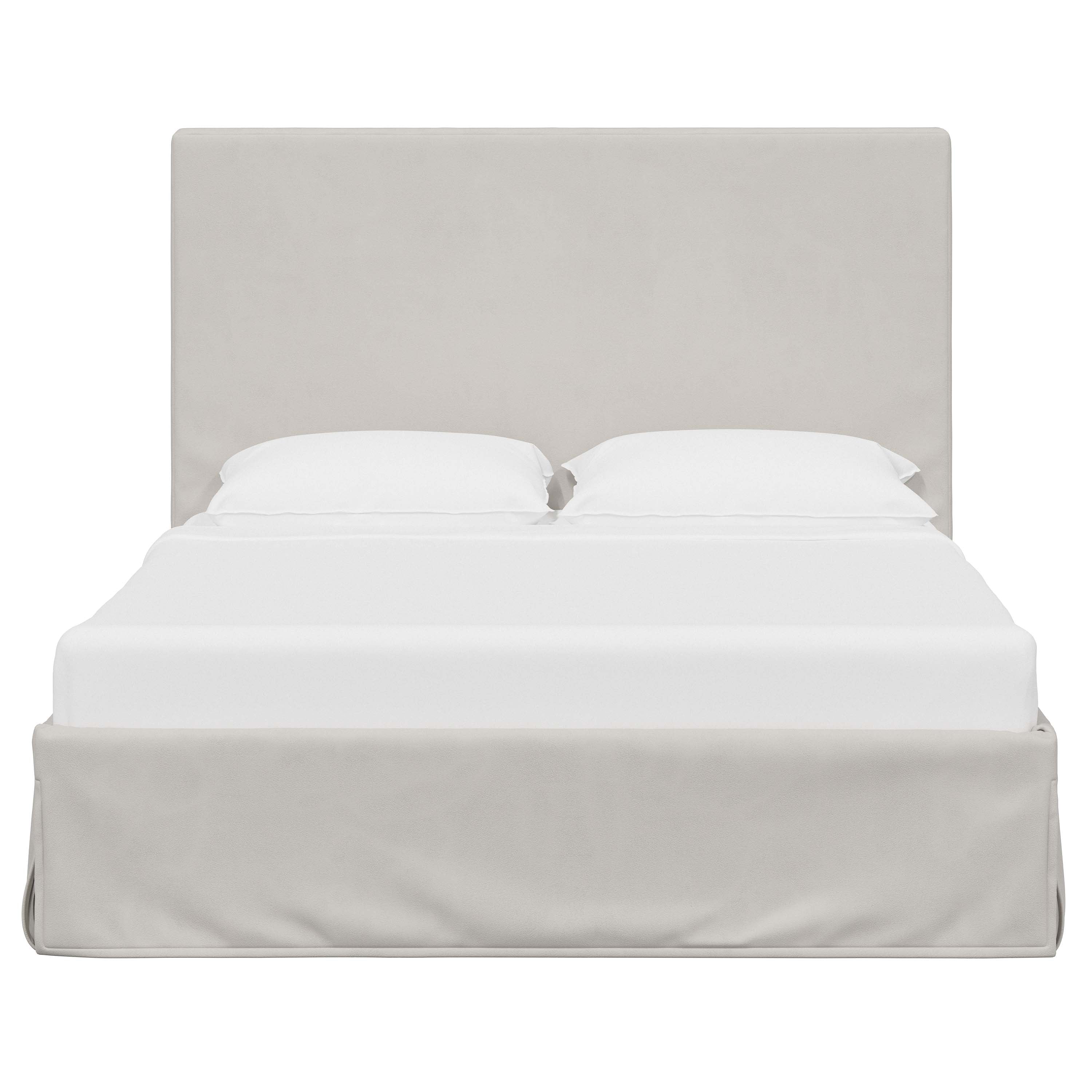 Violet Slipcovered Bed - Soft Washable Fabric Upholstered Queen Size Bed Frame with Headboard - Perfect for Modern Bedrooms, Guest Rooms & Cozy Home Decor