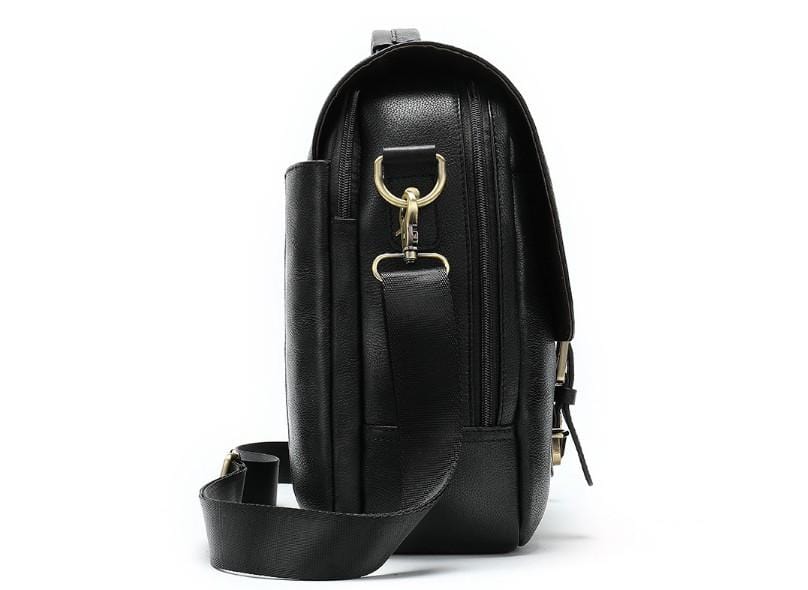 Premium Black Leather Messenger Bag for Men & Women - Stylish Shoulder Bag for Work, Travel & Daily Commute