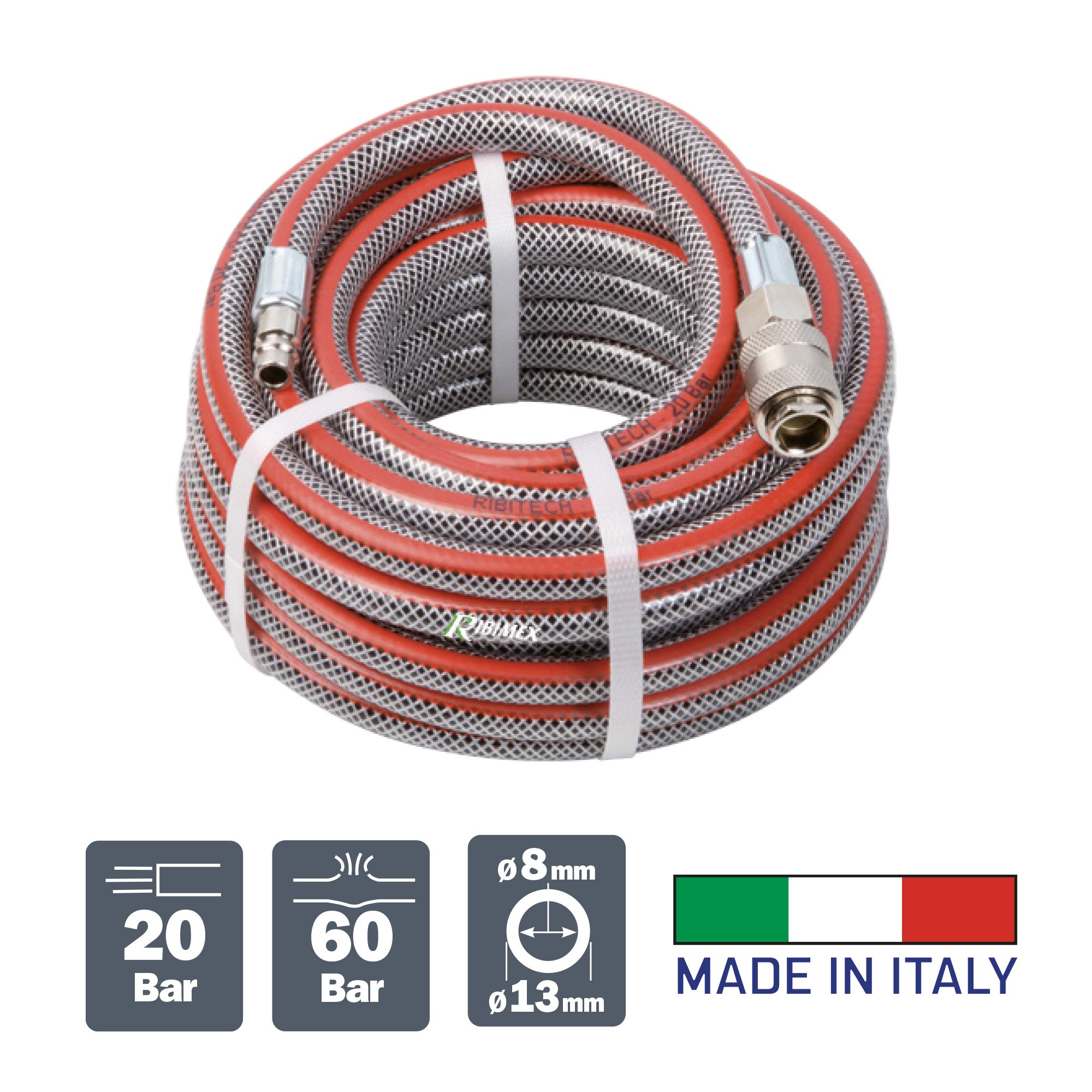 10M PVC Air Hose with Fittings - High Pressure Flexible Air Hose for Pneumatic Tools, Inflators, Compressors - Ideal for Workshops, Garages, and DIY Projects
