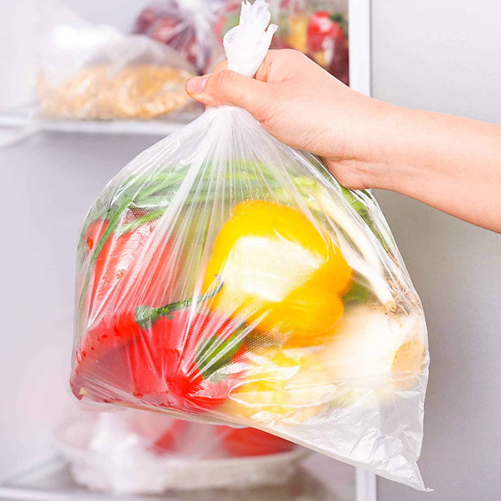 OausTect 14x20 Inch Plastic Produce Bags Roll - 350 Large Food Storage Bags for Bread, Fruits & Vegetables - 6 Rolls - Perfect for Grocery Shopping, Meal Prep & Kitchen Organization