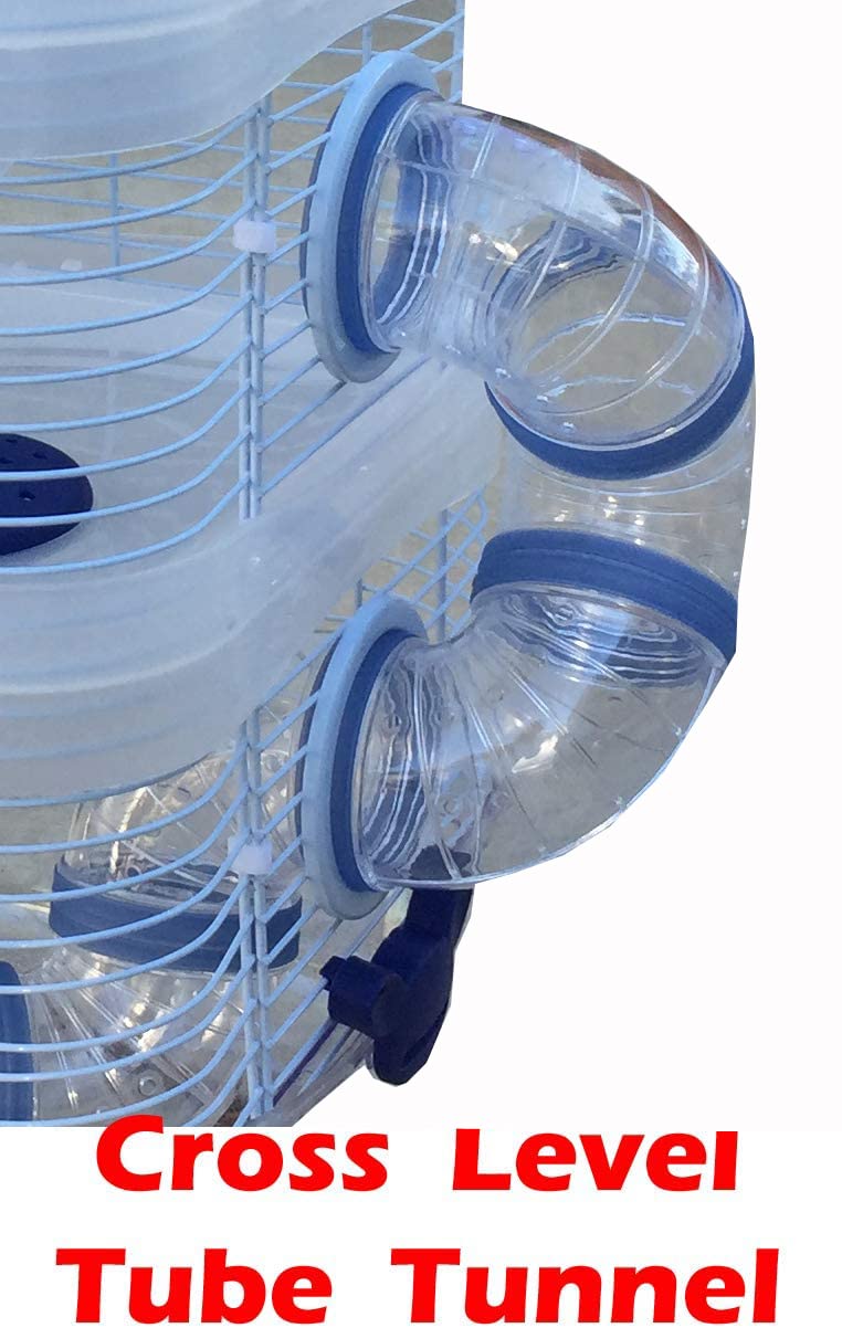 4-Floor Clear Acrylic Hamster Cage with Exercise Ball, Water Bottle & Food Bowl - Expandable & Customizable Habitat for Gerbils, Mice & Rodents - Perfect for Small Pet Homes & Play Areas