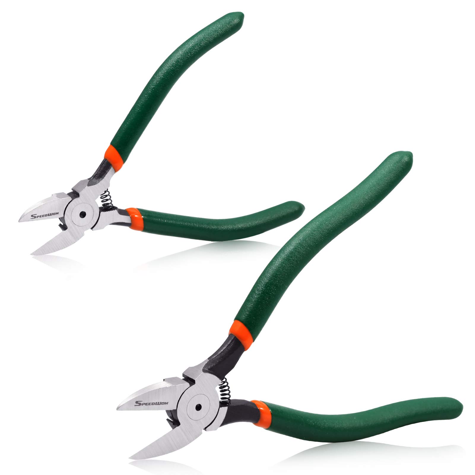 SPEEDWOX 2-Piece Flush Cut Pliers Set - Precision Diagonal Wire Cutters with Spring Action for Electronics, Jewelry Making, DIY Crafts | Ideal for Wire Cutting, Beading, and Small Component Trimming