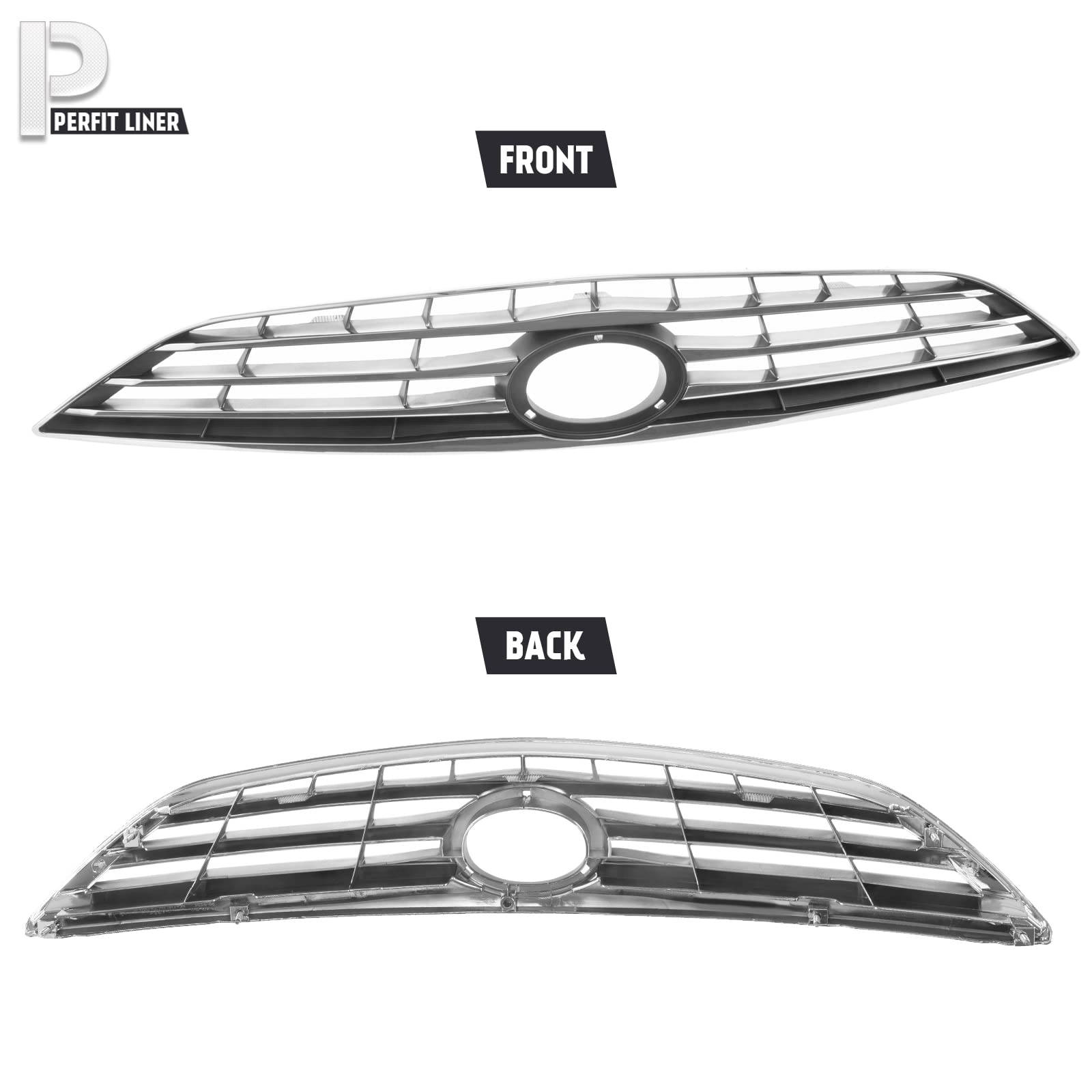 Perfit Liner Front Upper Chrome Gray Grille Grill Compatible With 2005-2006 TOYOTA Camry Fits LE XLE USA Type TO1200267 5310106050 - Perfect Replacement for Damaged Grilles, Enhances Vehicle Appearance