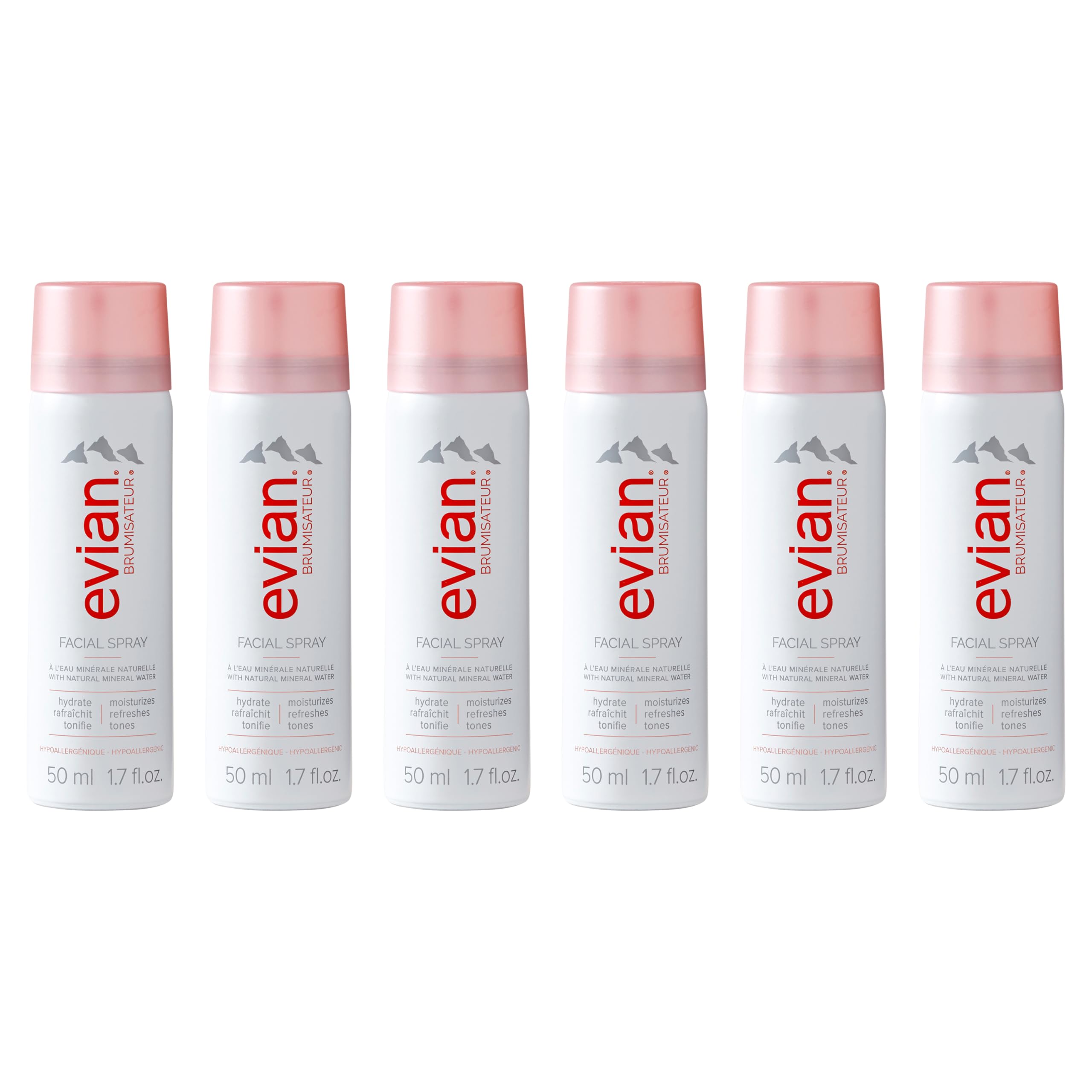 Evian Facial Spray 1.7 oz - Mineral Water Face Mist for Hydration & Refreshment - Perfect for Travel, Gym & On-The-Go Skincare