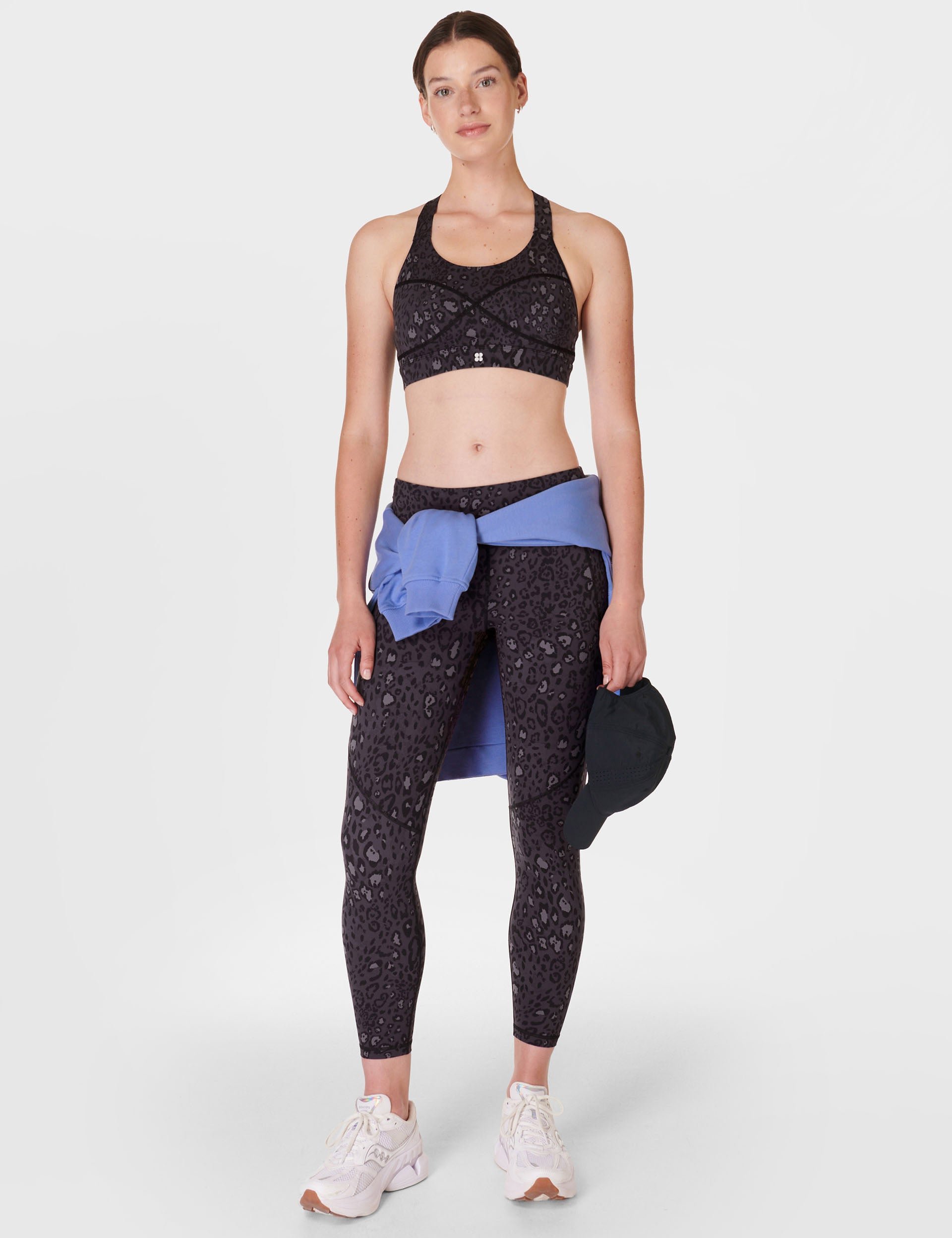 Power 7/8 Gym Leggings - Black Luxe Leopard Print High Waist Workout Tights for Women | Yoga, Running & Fitness Training