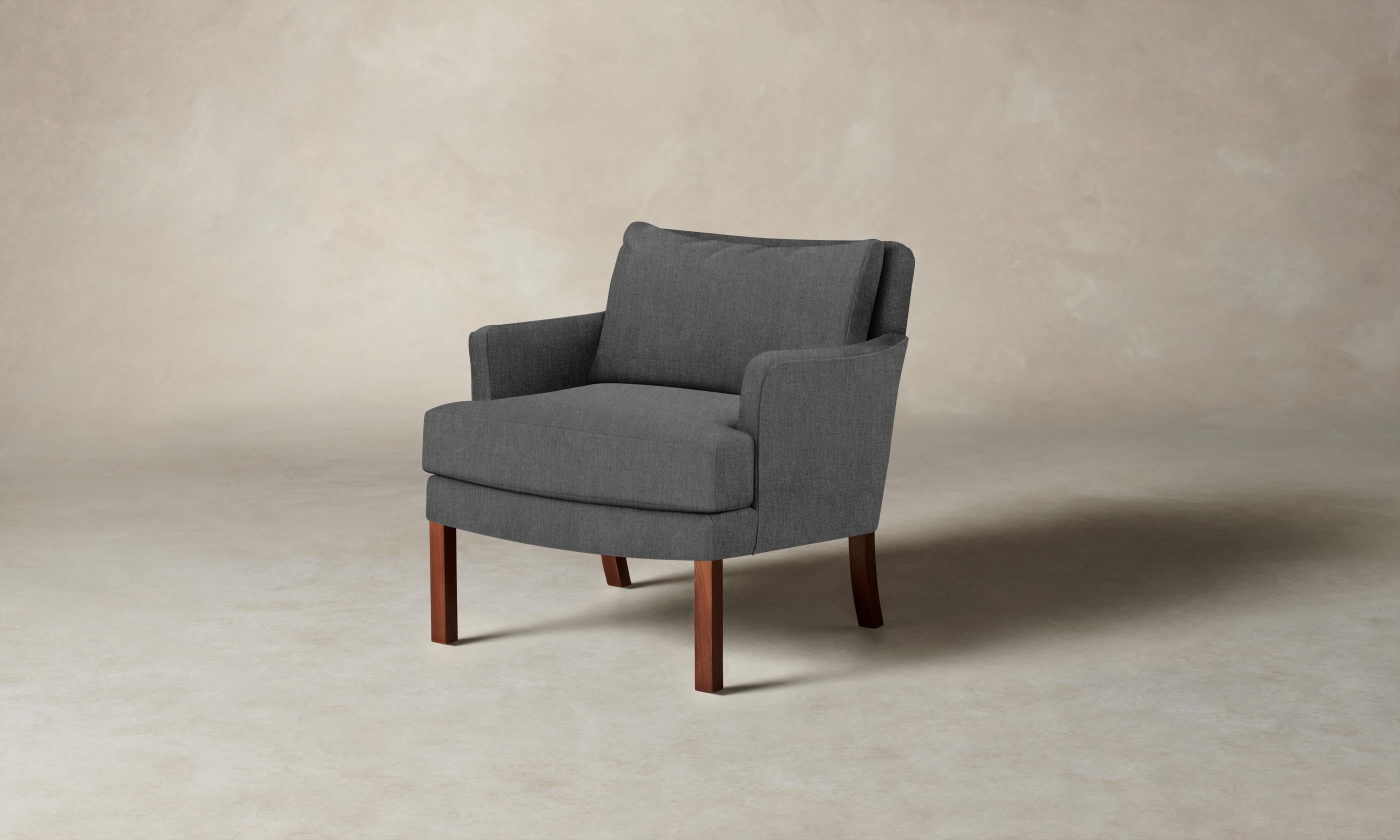 Kaye Chair - Performance Tweed Smoke Upholstered Accent Chair for Living Room, Office & Lounge - Modern Mid-Century Design with Comfortable Seating