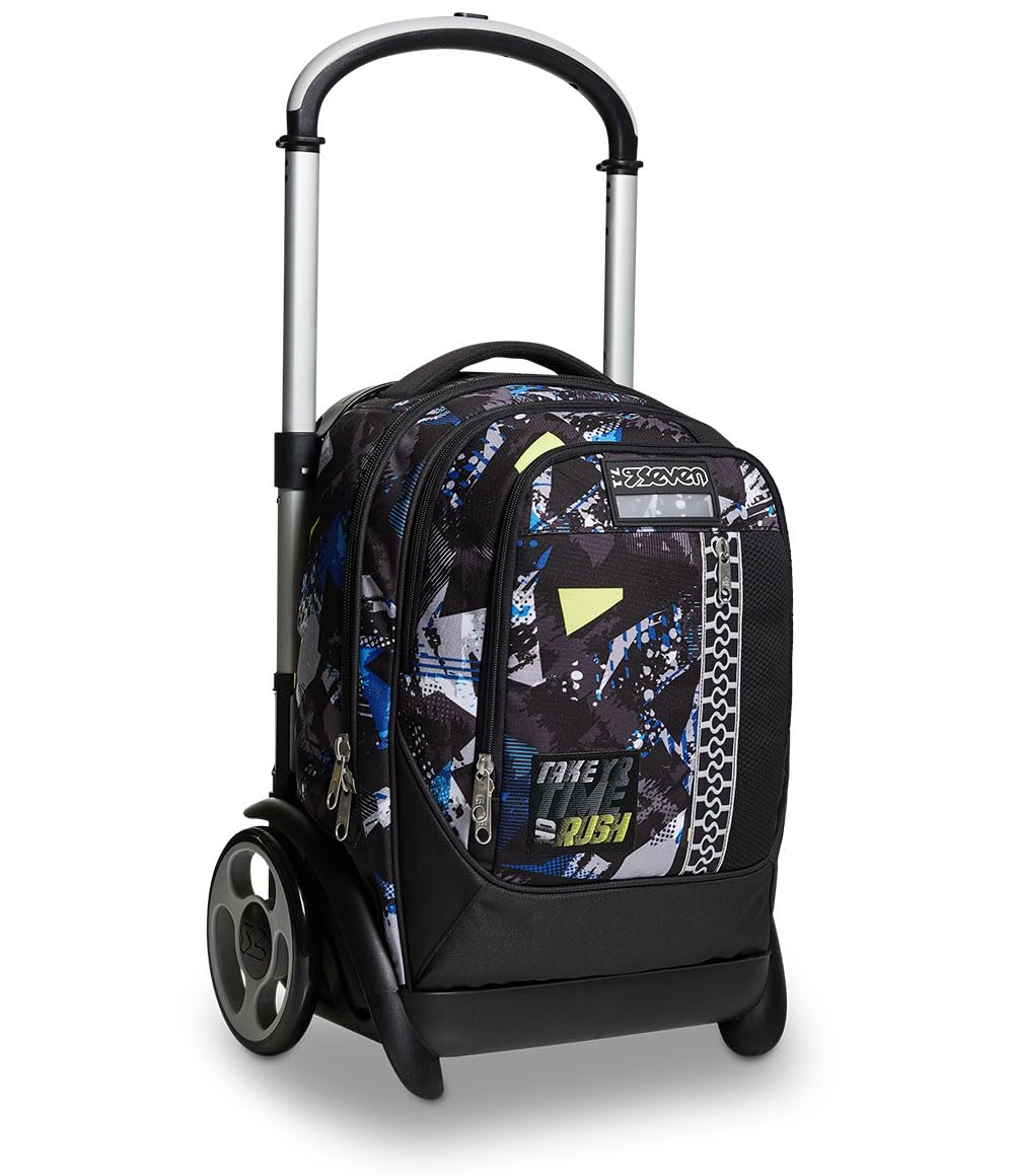 Zaino Trolley 2-Wheel Jet Black Backpack for Travel & School
