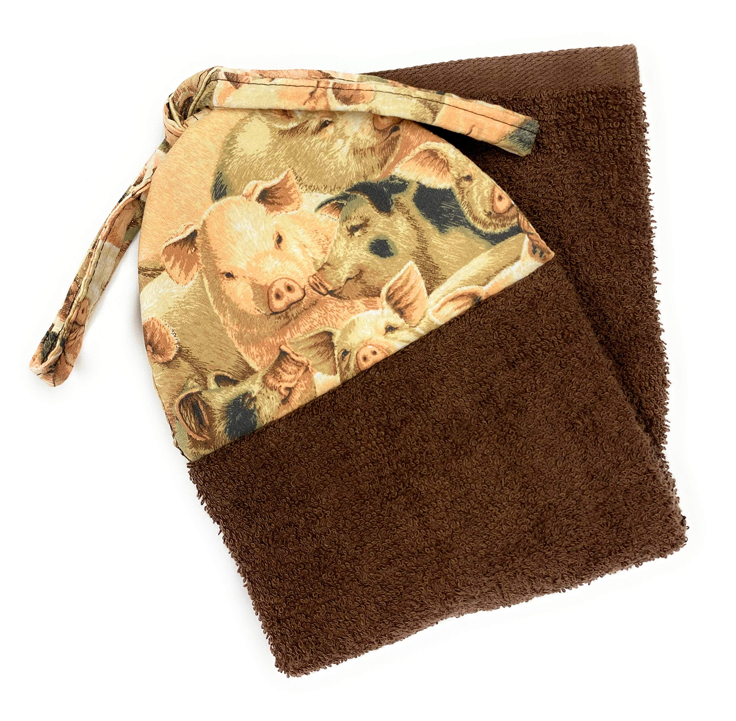 Farmhouse Kitchen Dish Towel with Hanging Loop - Pigs Design for Country Style Decor, Dish Drying, and Farmhouse Themed Gifts