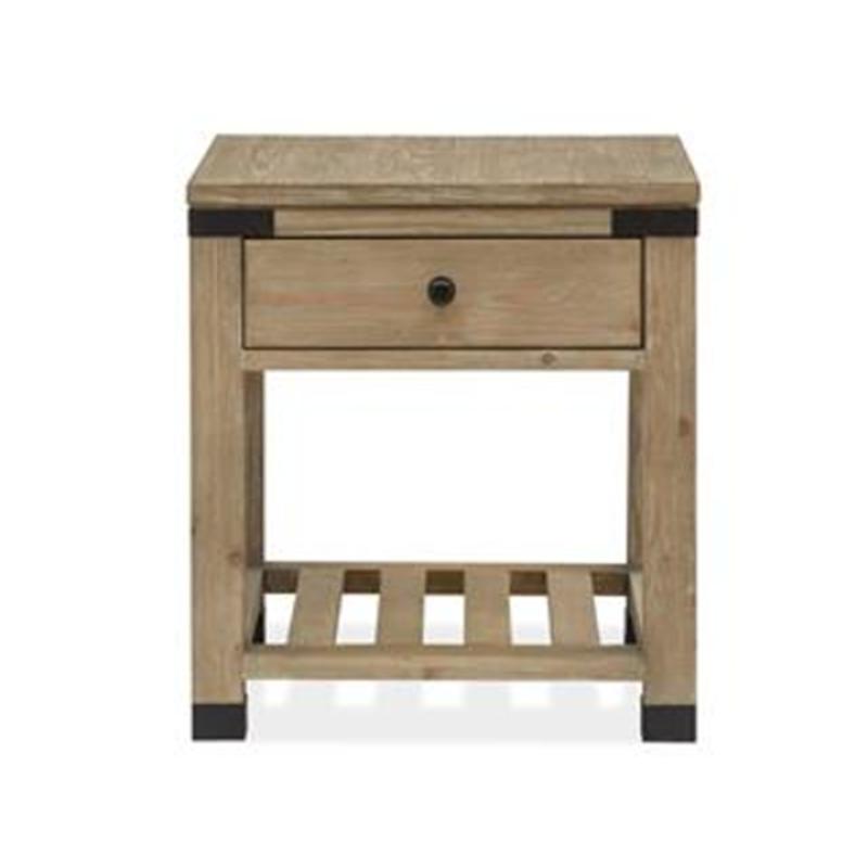 Wire Brushed End Tables Set of 2 - Rustic Nightstands for Bedroom, Living Room & Office - Distressed Wood Side Tables with Metal Legs (Floor Display Models)