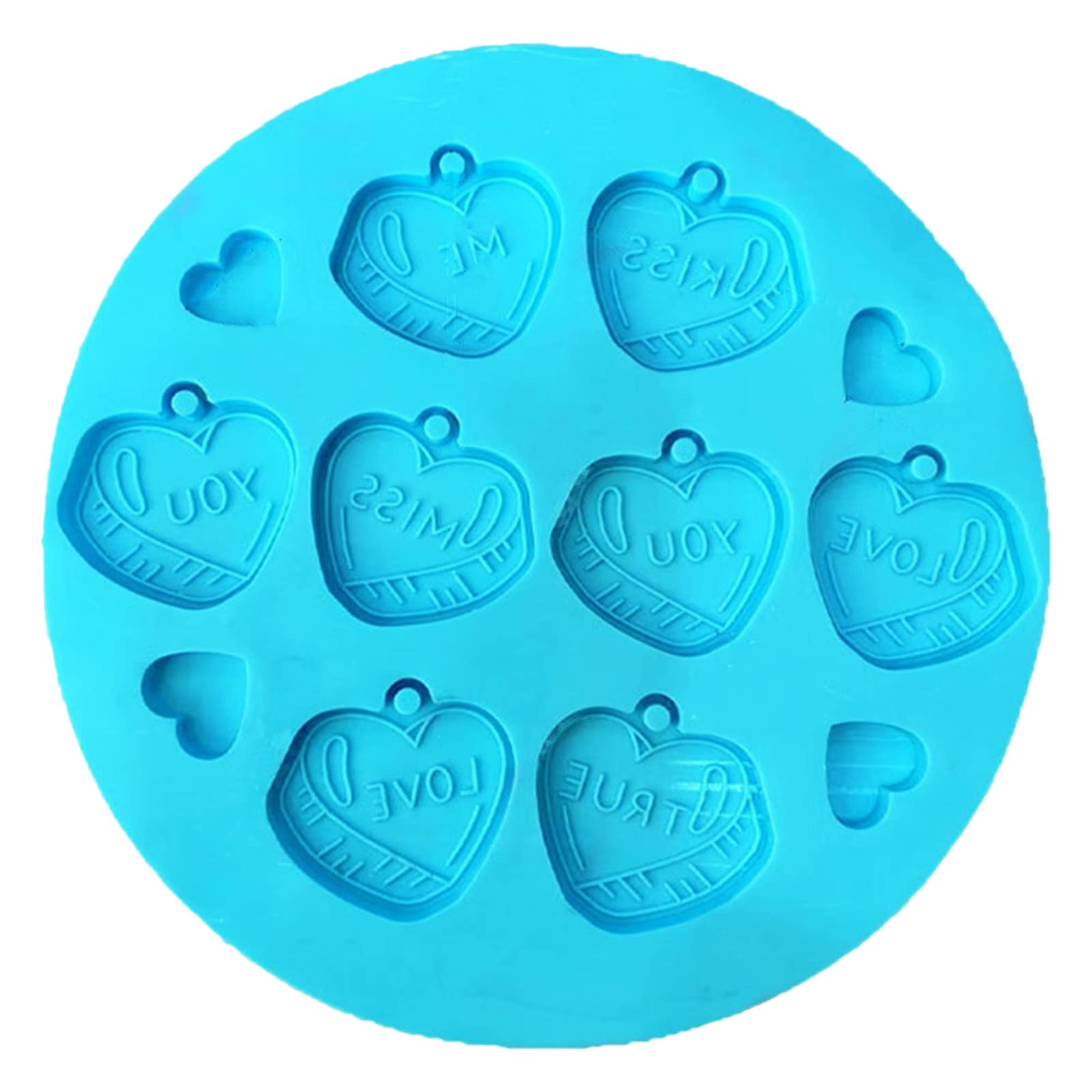 Valentine's Day Silicone Pendant Molds for DIY Keychain Jewelry Making - Heart Shaped Love Theme Craft Molds with Holes - Perfect for Valentine Gifts, Handmade Jewelry & Craft Projects