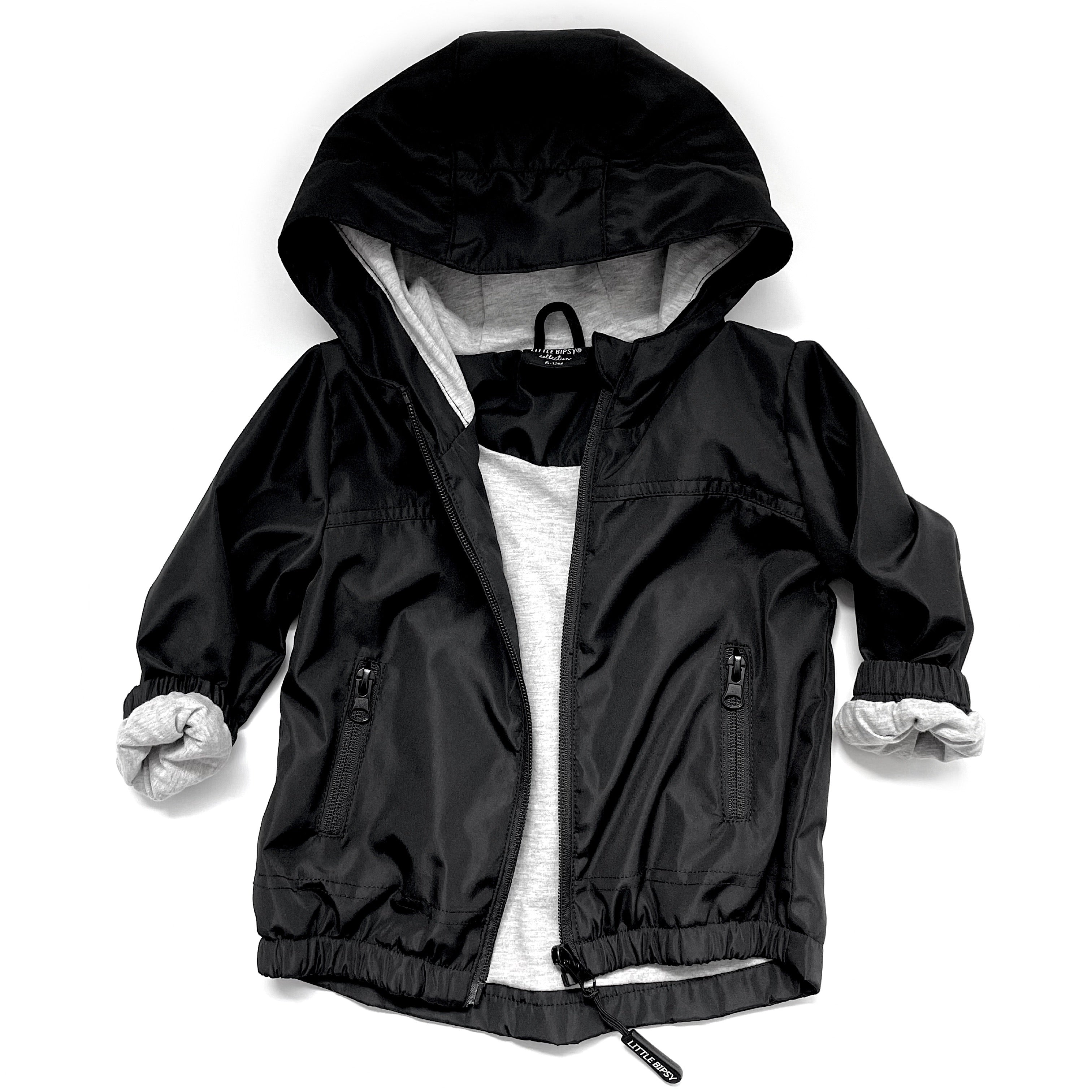 Men's Lightweight Windbreaker Jacket Black - Waterproof & Breathable Outdoor Running Hiking Travel Coat