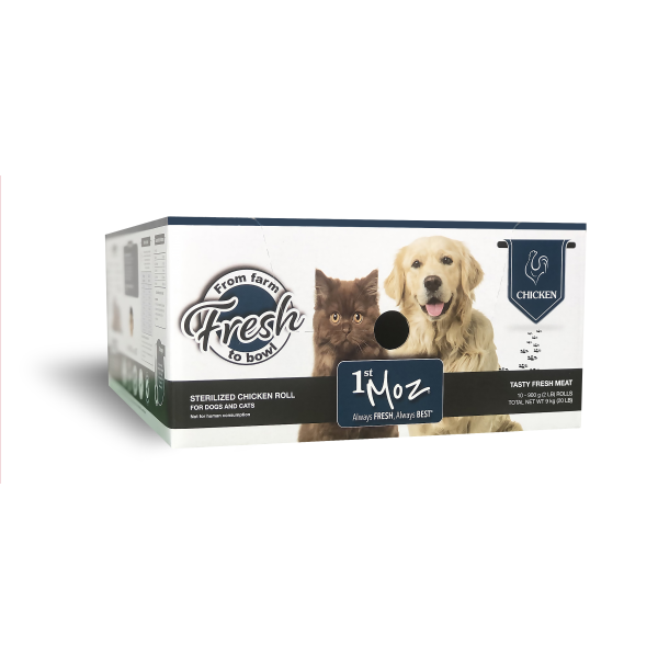 1st Moz Premium Raw Dog & Cat Food Roll - Chicken Recipe | Grain-Free, High-Protein Pet Food for Dogs & Cats | Perfect for Mealtime, Training Treats & Raw Diet Plans