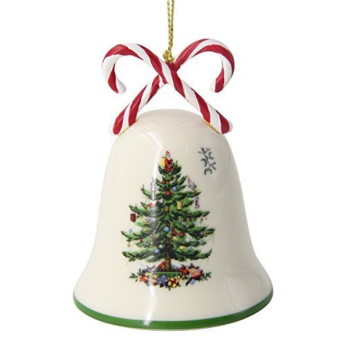 Spode 4056850 Christmas Tree Ornament - Candy Cane Bell Holiday Decoration for Xmas Tree, Home & Festive Decor | Perfect for Christmas Parties, Gift Exchanges & Winter Celebrations