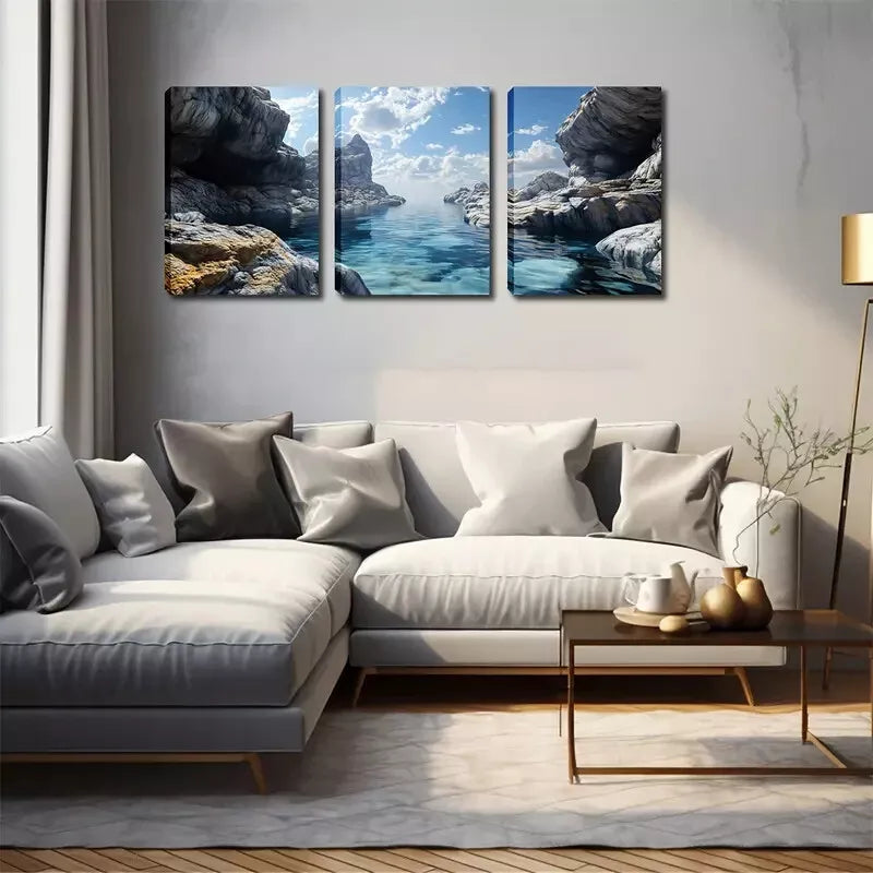 3-Piece Small Streams in the Mountains Wall Art Set - 40x60cm Framed Canvas Prints | High-Quality Australian-Made Ready-to-Hang Decor for Living Room, Bedroom & Office