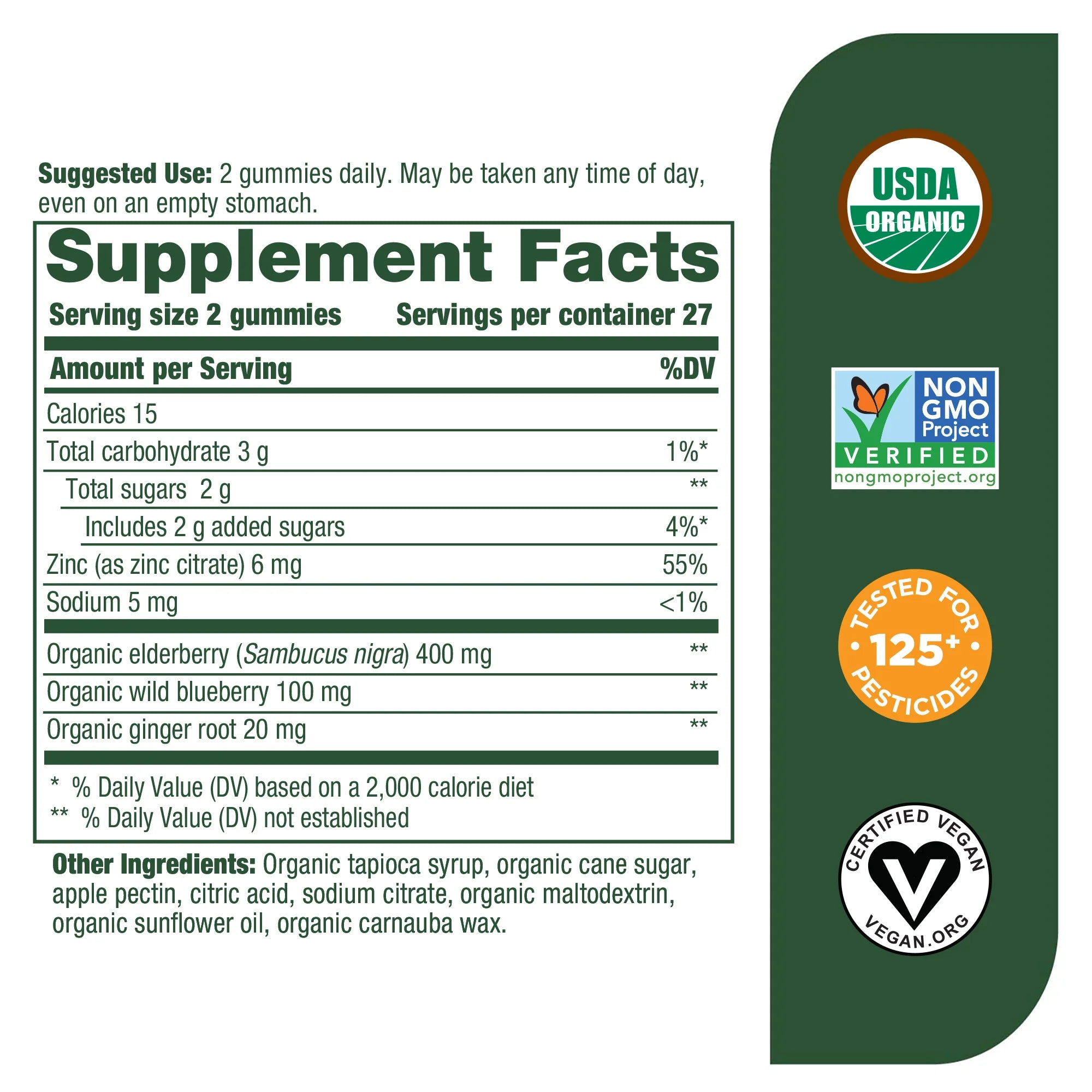 Organic Elderberry Gummies for Immune Support - Vegan, Non-GMO, Gluten-Free - Boost Immunity & Wellness for Adults & Kids - Perfect for Cold & Flu Season