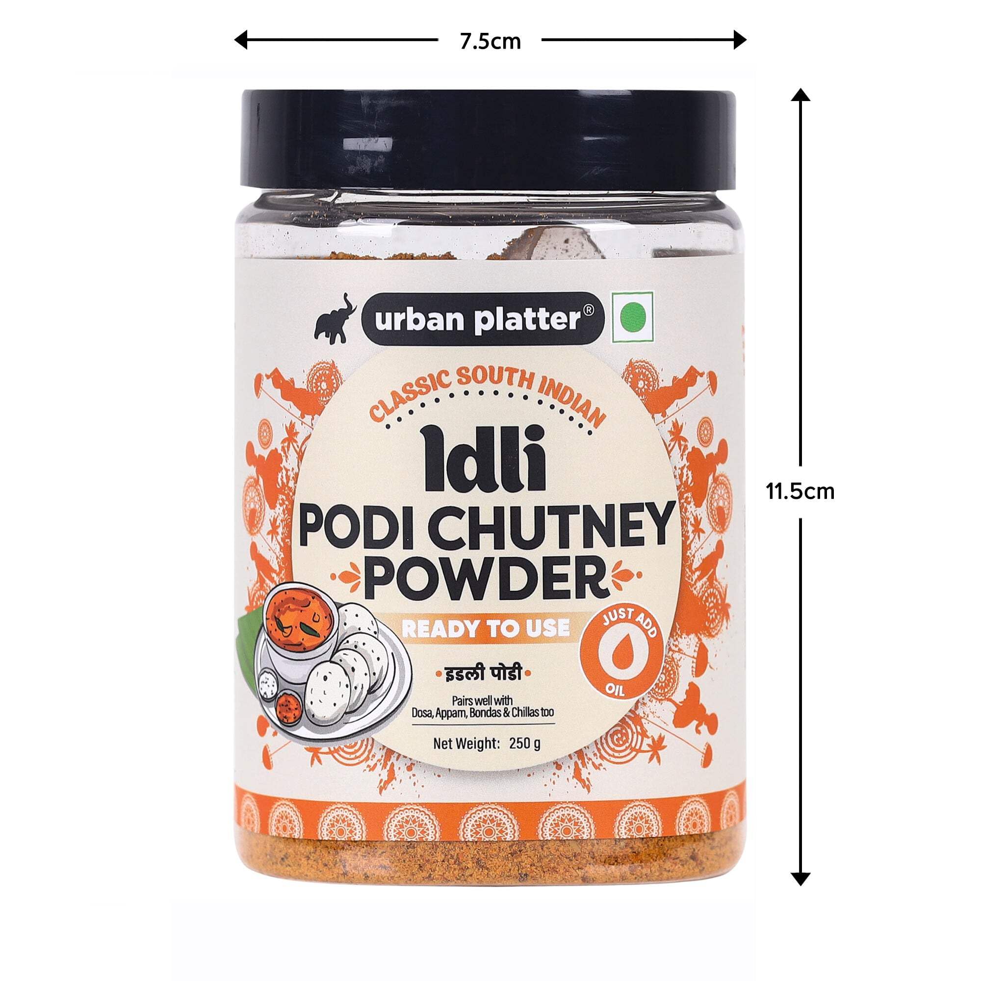 Urban Platter Instant Idli Chutney Powder - 250g | Authentic South Indian Spice Mix for Idli, Dosa & Vada | Perfect for Breakfast, Snacks & Indian Cooking