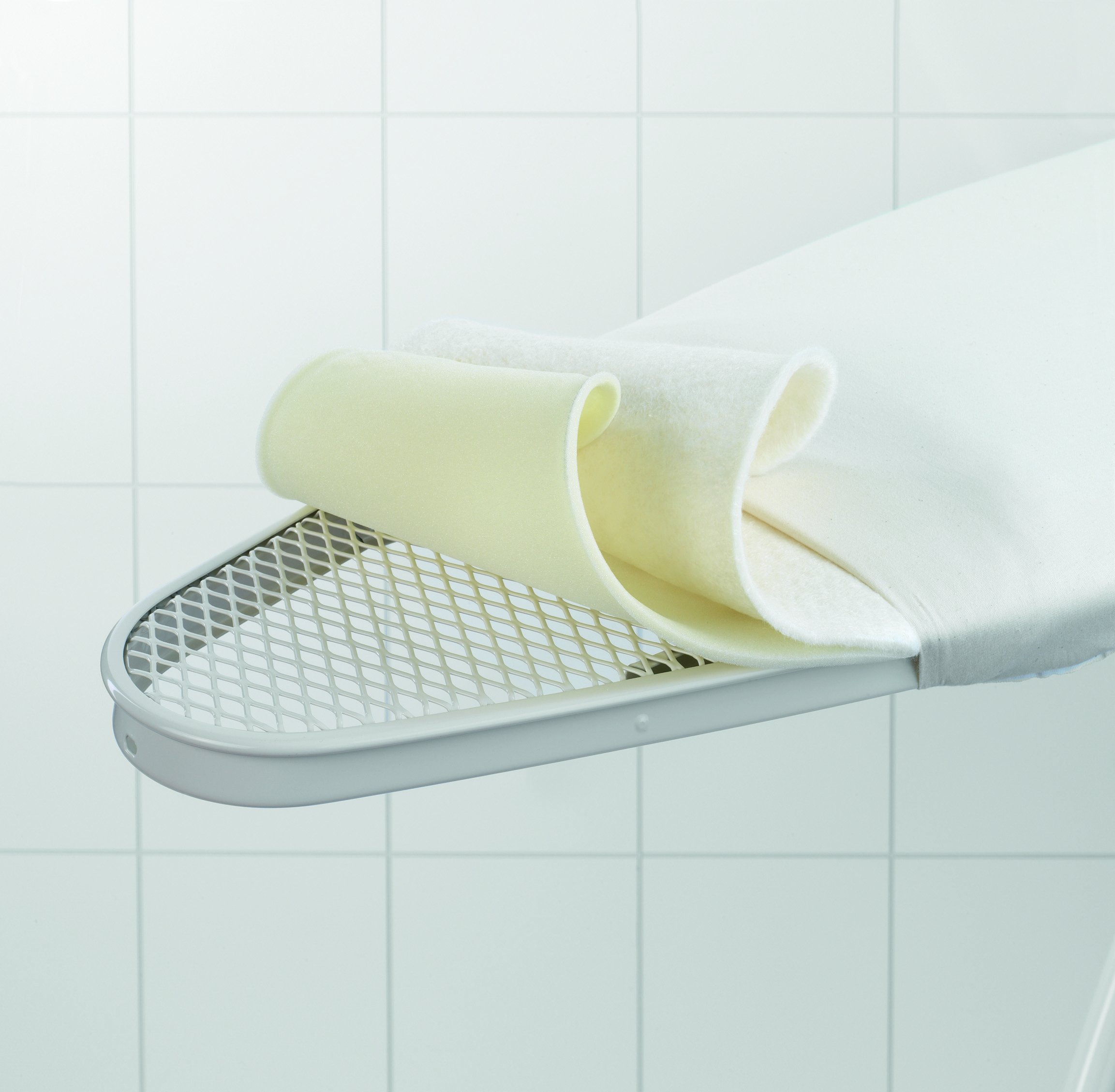 Brabantia PerfectFlow Ironing Board with Faster Ironing Cover - Stainless Steel, Blue Bubbles Design, 49 x 18 Inches - Premium Fabric Ironing Board Cover for Home & Professional Use - Ideal for Clothes, Linens & Fabric Care