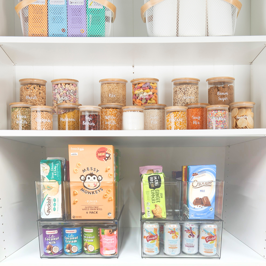 Stackable Pantry Storage Containers 6-Pack - Airtight Food Storage Bins for Kitchen Organization - Perfect for Dry Goods, Cereal, Pasta & Snacks
