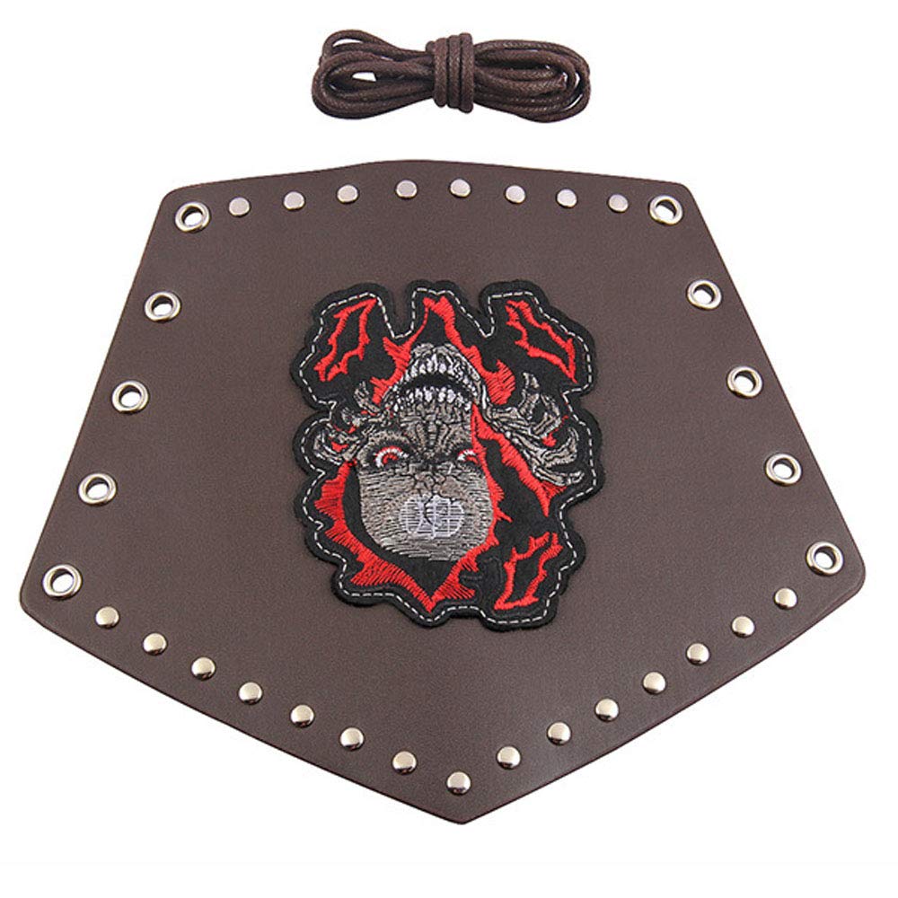 Black Medieval Leather Gauntlet Wristband - Skull Design Punk Arm Bracers for Cosplay, LARP & Gothic Fashion - Perfect for Renaissance Fairs, Halloween Costumes & Steampunk Outfits