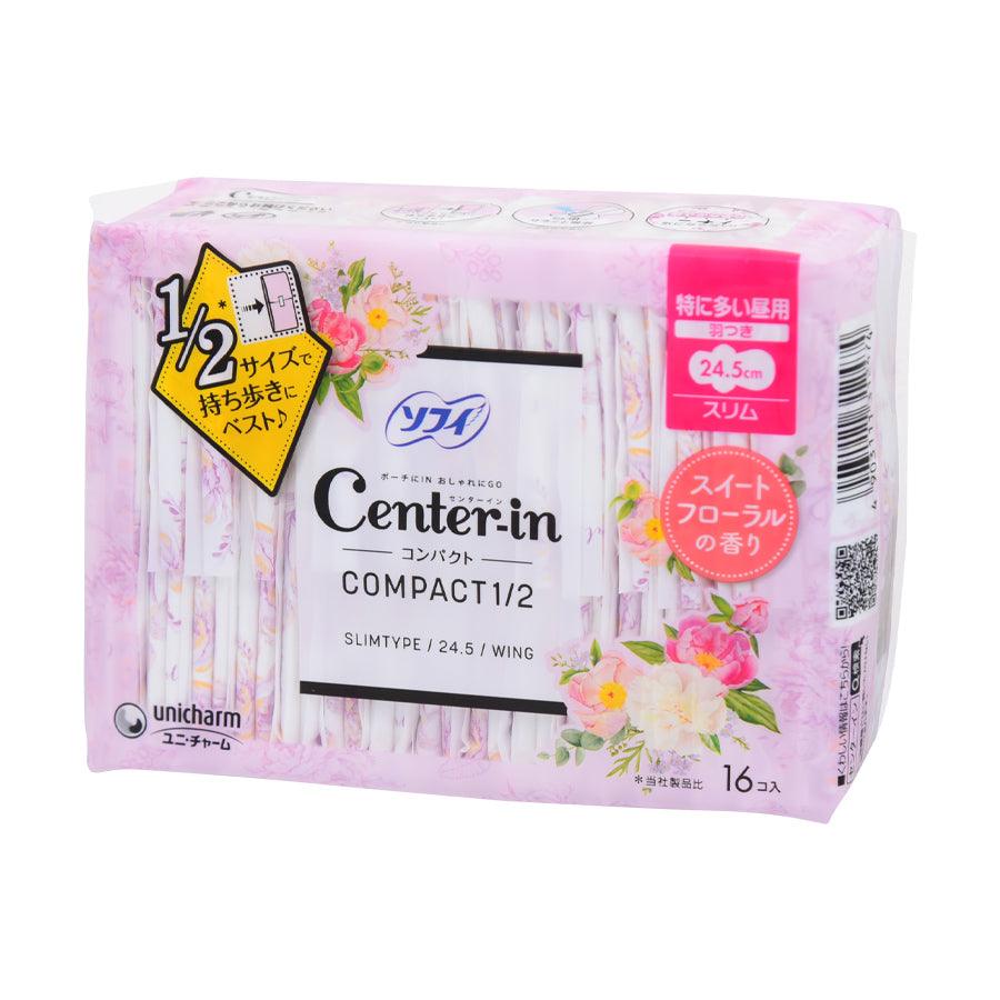 SOFY Center In Compact Sweet Hday 24.5cm (16pcs) - Ultra Thin Sanitary Pads for Women, Comfortable & Absorbent Daily Protection - Perfect for Work, Travel and Active Lifestyles