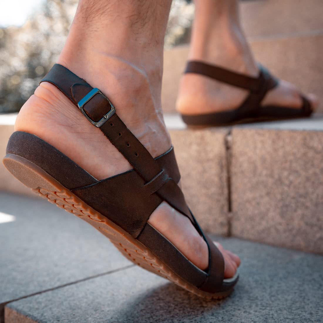**Men's Genuine Leather Sandals - Adjustable Strap Outdoor Sandals for Walking, Beach & Travel - GM202**