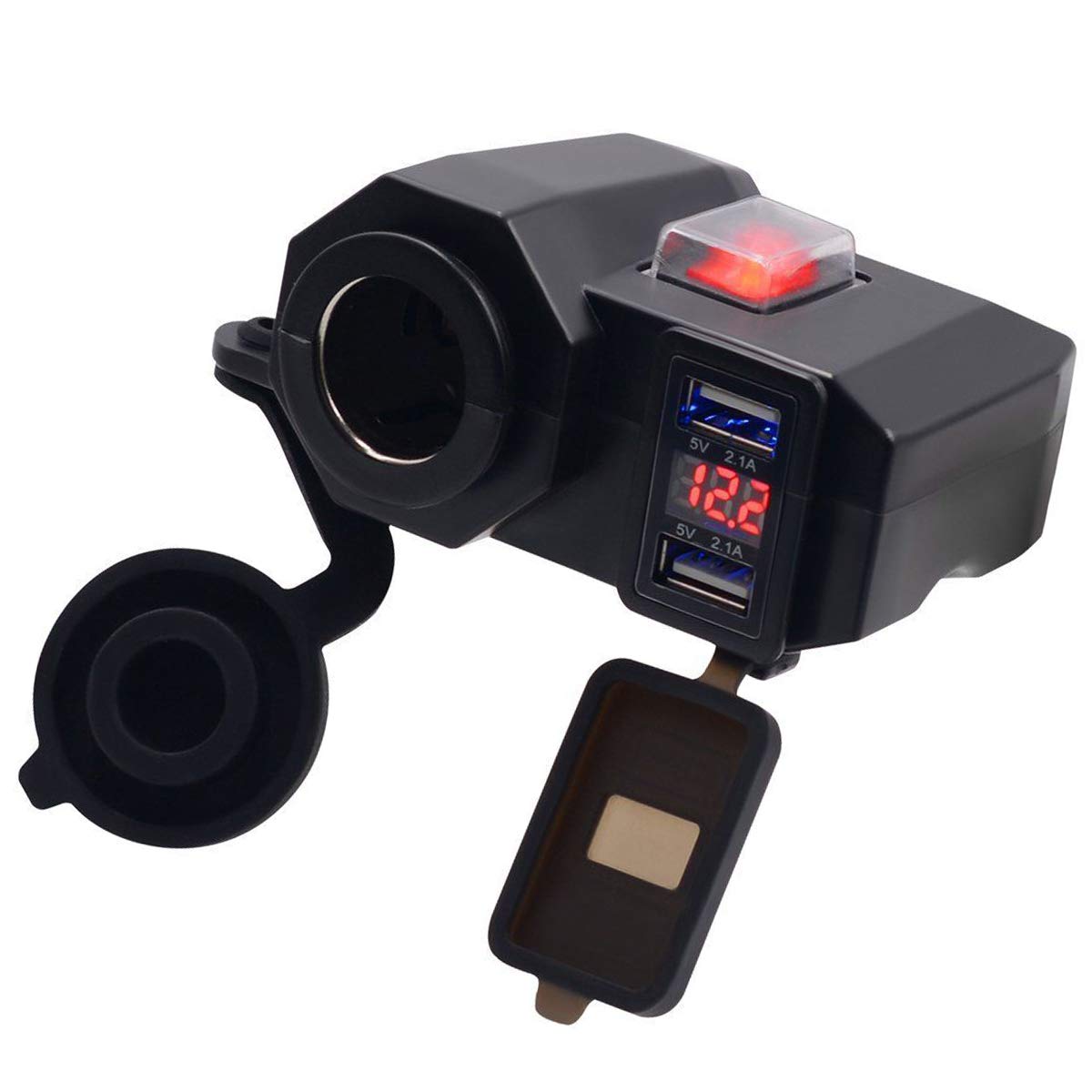 DaMohony 12V Dual USB Port Motorcycle Charger - Waterproof & Fast Charging Power Outlet Socket for Harley, Honda, Yamaha - Perfect for Road Trips & Adventure Riding