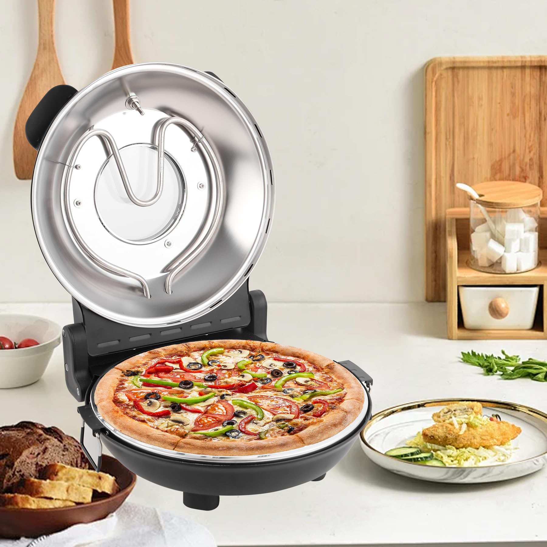 12 Inch Indoor Pizza Oven Countertop - Portable Pizza Maker for Home Kitchen | Perfect for Making Homemade Pizzas, Flatbreads & More