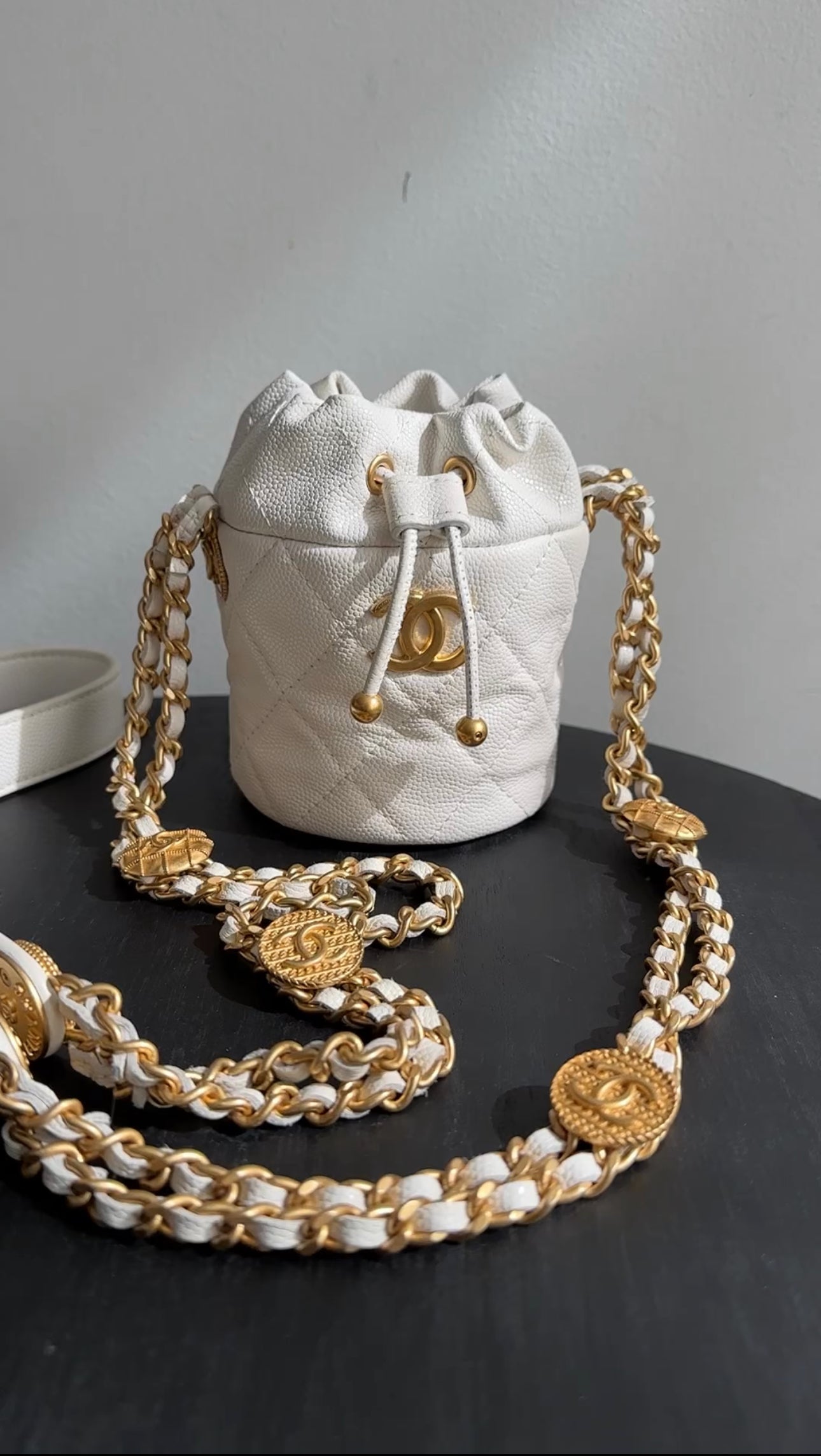Chanel Quilted Caviar Mini Drawstring Bucket Bag with Twist Lock Closure - Perfect for Everyday Use, Date Nights & Travel Accessories