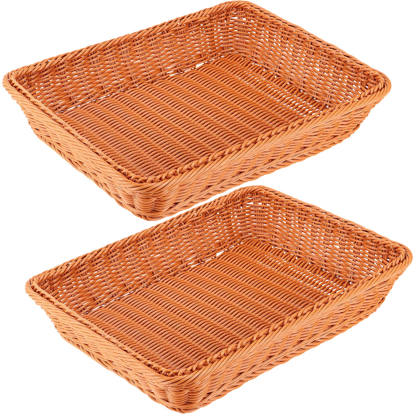 Handwoven Poly Wicker Bread Basket Set - 16