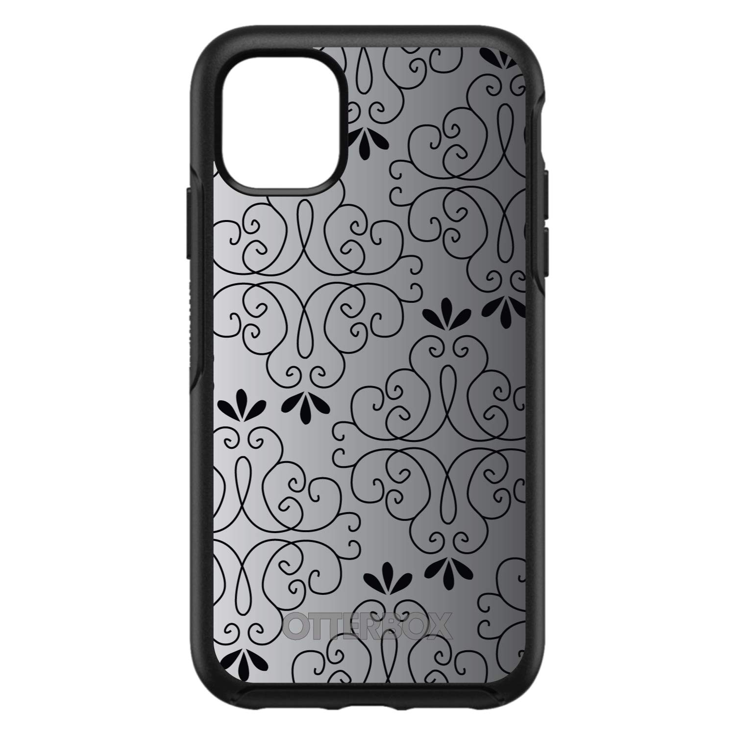 DistinctInk iPhone 13 Case (6.1 Inch) - Slim Protective Phone Cover with Black White Fade Floral Design | Durable Replacement for OtterBox Symmetry | Perfect for Everyday Use, Work & Travel