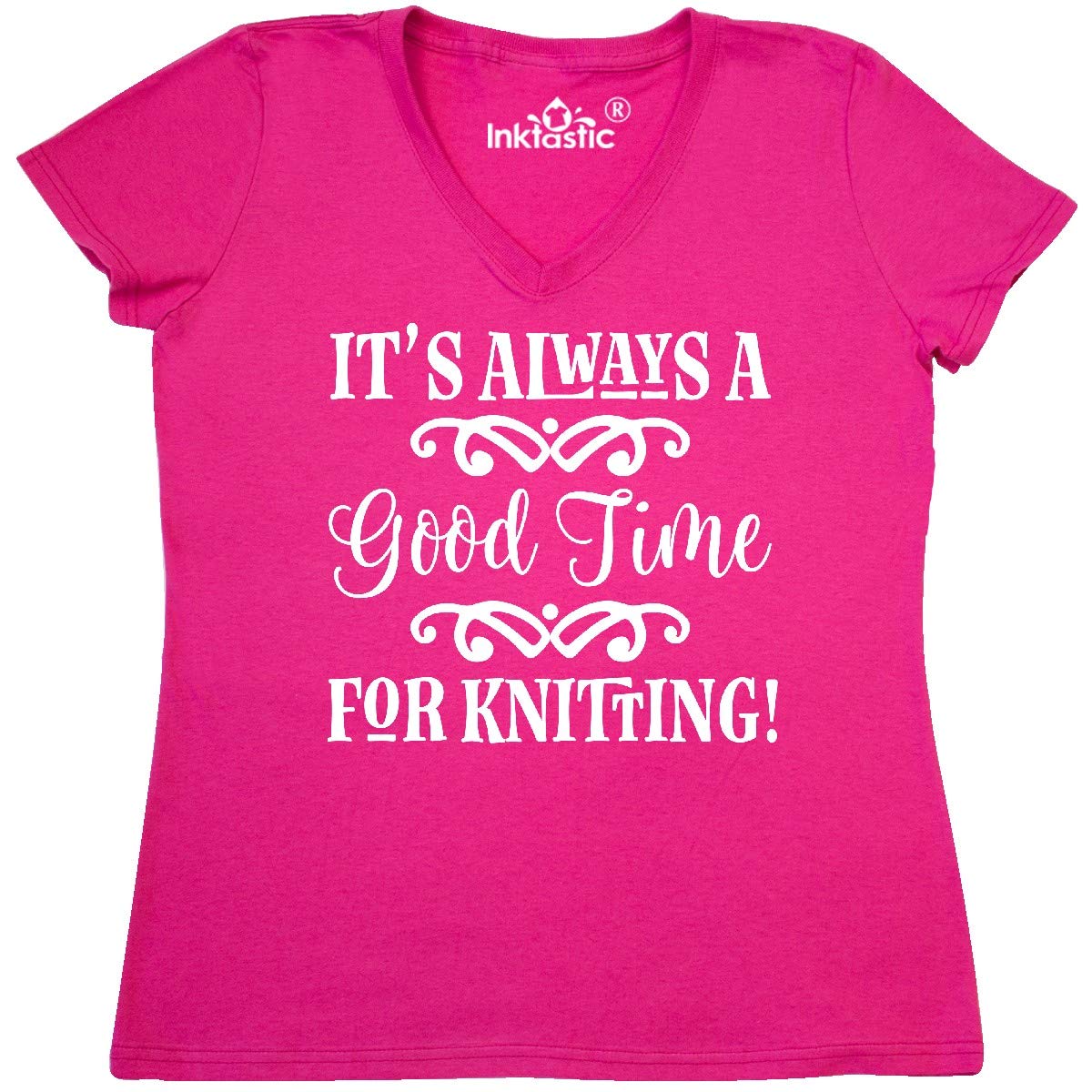 Best Knitting Gift for Women - Inktastic Knitter V-Neck T-Shirt | Soft Cotton Tee for Knitting Enthusiasts & Yarn Lovers | Perfect for Crafting, Knitting Parties & Casual Wear