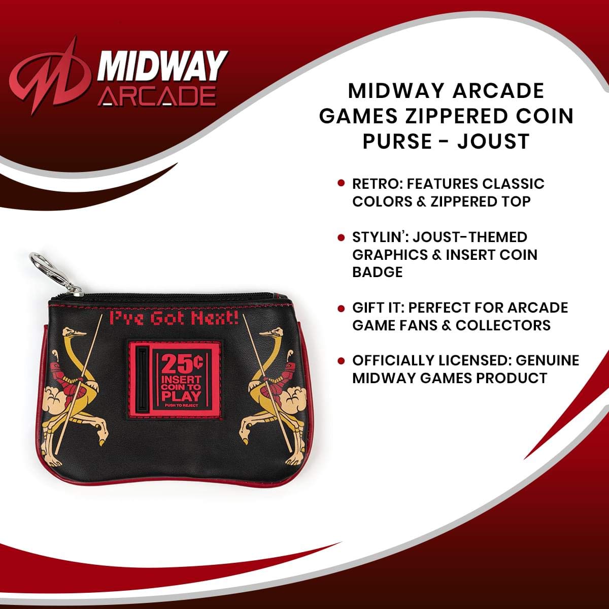 The Coop Midway Games Coin Purses - Joust Retro Arcade Wallet for Collectors & Gamers - Perfect for Arcade Events, Gaming Conventions & Nostalgic Gift Giving