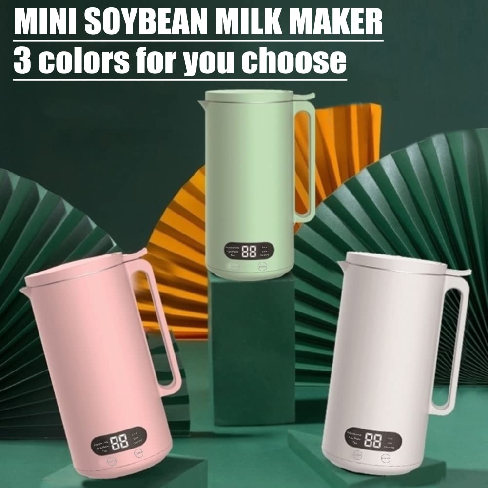 Mini Soy Milk Maker Machine - 6-in-1 Automatic Nut Milk Maker & Electric Juice Blender with Self-Cleaning, 12H Preset Timer for Almond, Oat, Soy Milk - Perfect for Home Kitchen & Healthy Breakfast