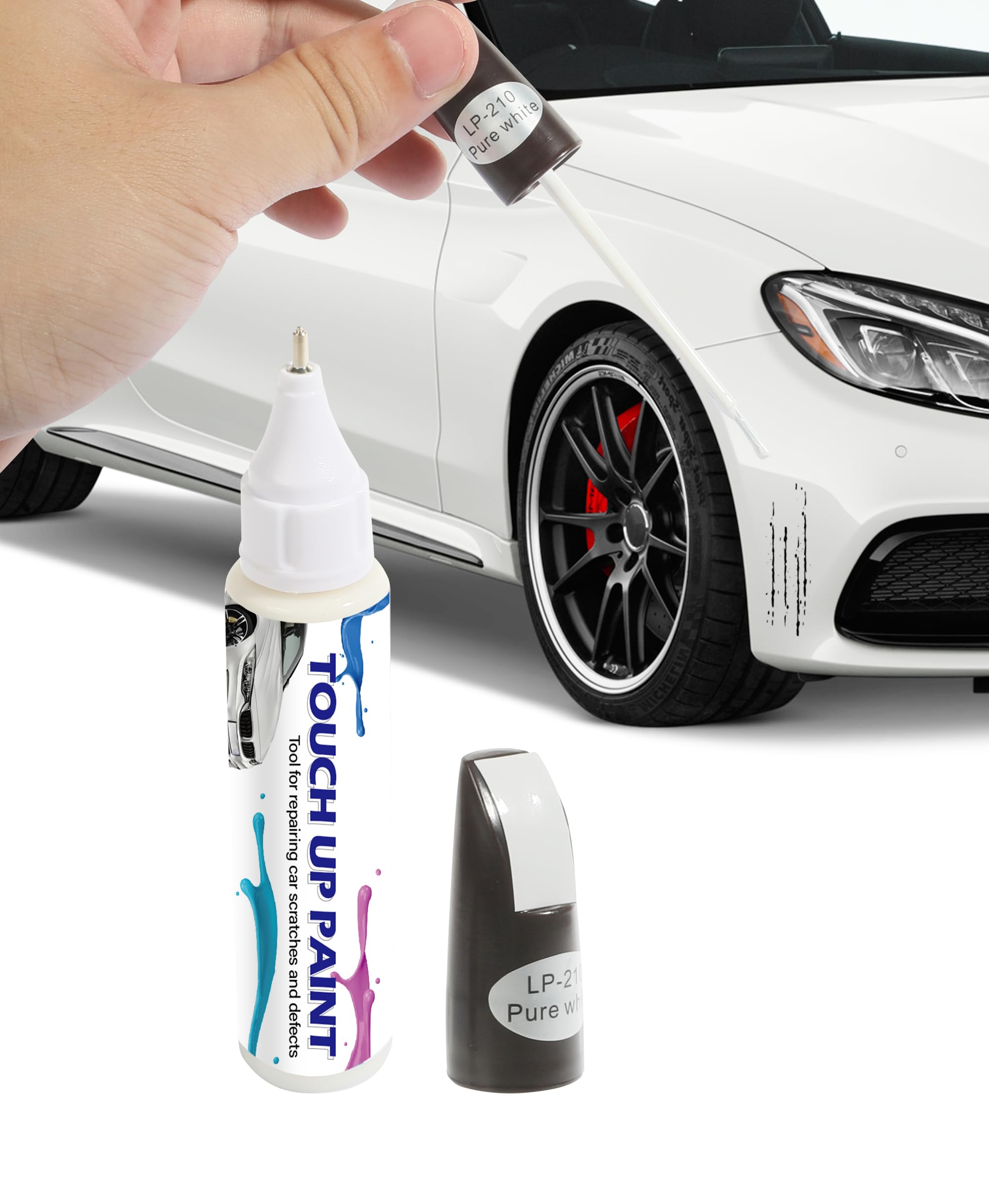 YAKEFLY 2-in-1 Car Touch Up Paint Pen - Automotive Scratch Repair Kit for Various Vehicles (White) | Quick & Easy DIY Car Paint Fix for Scratches, Chips & Blemishes | Perfect for Sedans, SUVs & Trucks