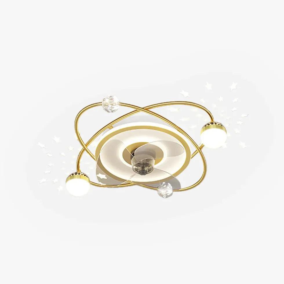 Modern Ceiling Fan with Light - 3-Blade Planetary Orbits Design, Remote Control, Quiet Motor for Bedroom, Living Room & Office - Energy Efficient Cooling & Stylish Lighting Solution