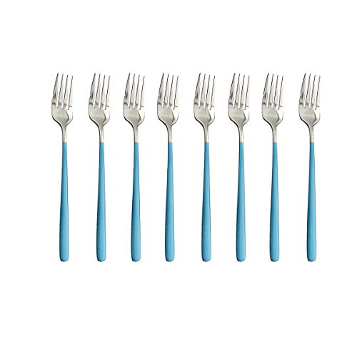 Blue Silver Dessert Fork 8p