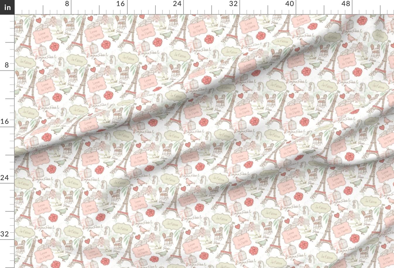Love Paris Travel Spring Printed Upholstery Velvet Fabric by The Yard - Premium Home Decor & Apparel Material for Sofa, Curtains & Fashion Sewing Projects