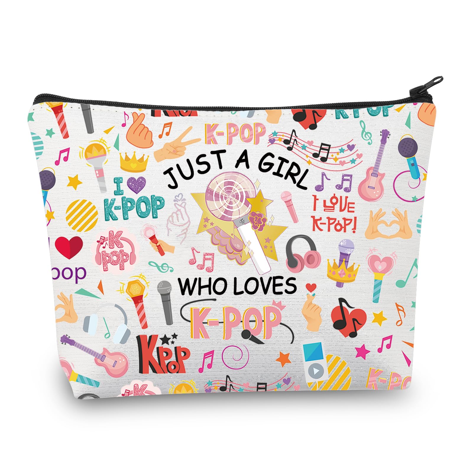 BDPWSS K-Pop Makeup Bag - Cute K-Pop Singer Merchandise & Gift for K-Pop Music Fans - Perfect for Cosmetics Storage & K-Pop Concert Essentials (Black, Medium Size)