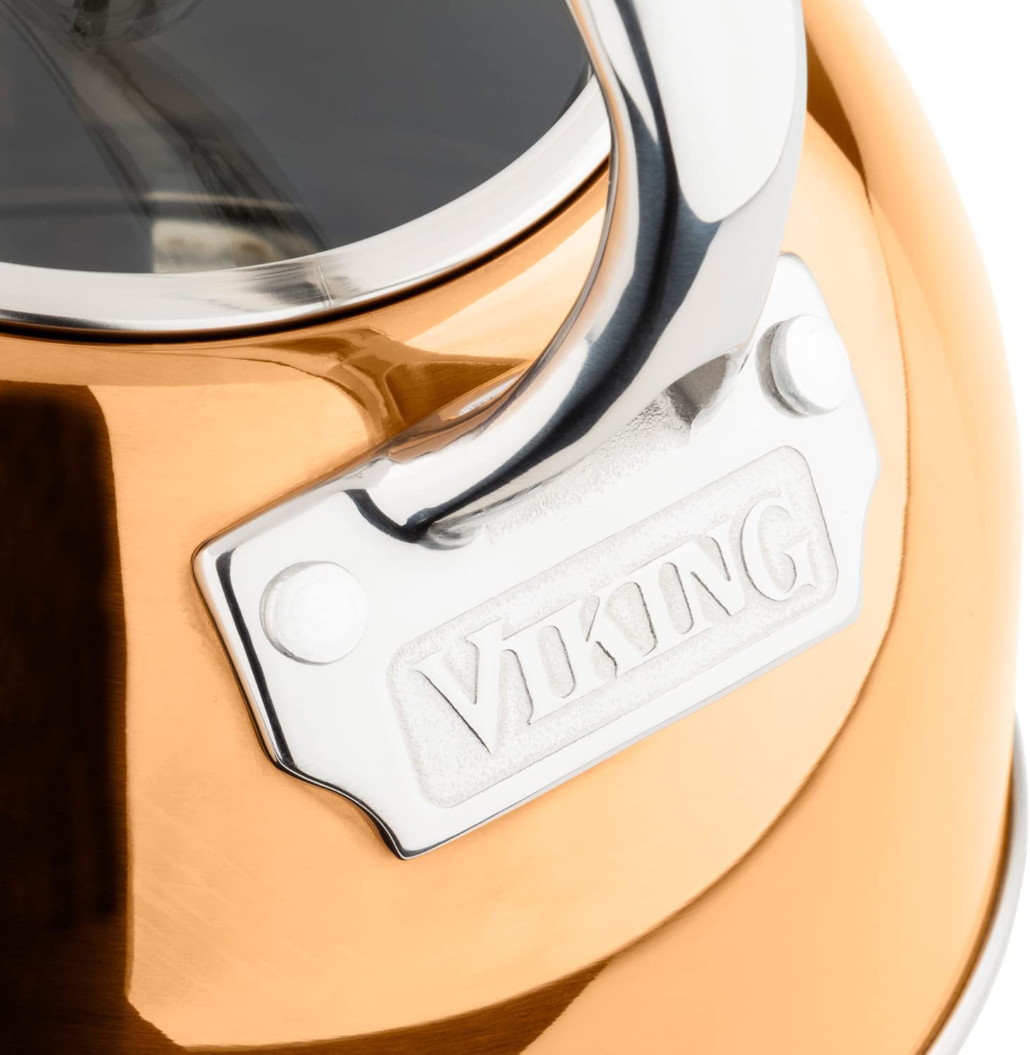 Premium Viking 3-Ply Stainless Steel Whistling Tea Kettle - 2.6 Quart Stovetop Hot Water Pot with Tempered Glass Lid & Ergonomic Handle - Induction Compatible Rose Gold - Perfect for Tea Brewing, Coffee Making & Kitchen Decor