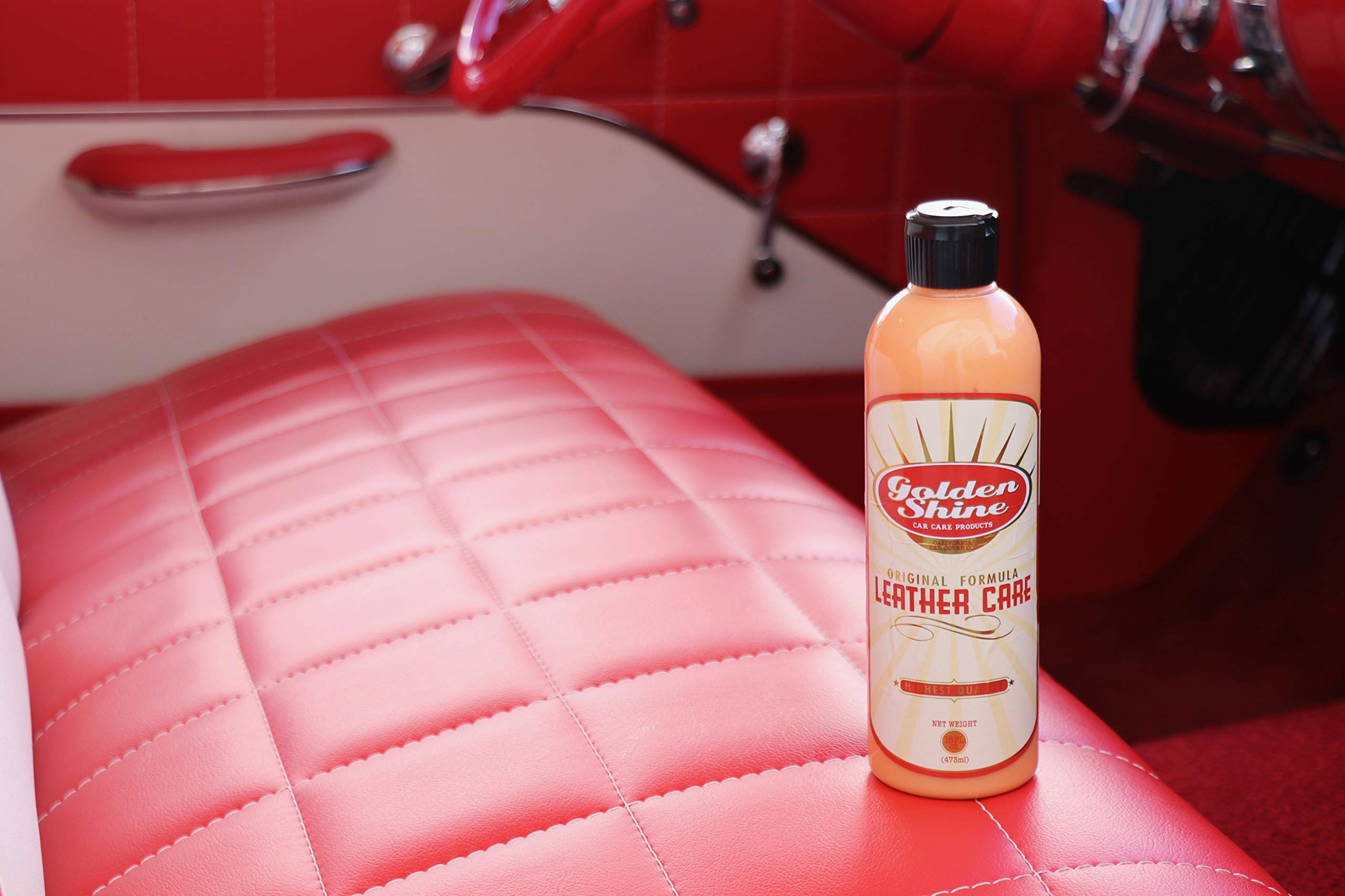GOLDEN SHINE Leather Cleaner & Conditioner - 16oz Car Interior Care Kit | Restores & Protects Leather Seats, Dash & Steering Wheel | Ideal for Cars, Trucks & Motorcycles